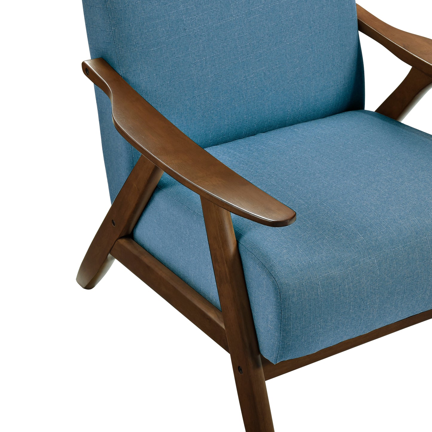 Homelegance Kalmar Accent Chair in Textured Blue Fabric with Walnut Finish 1077BU-1
