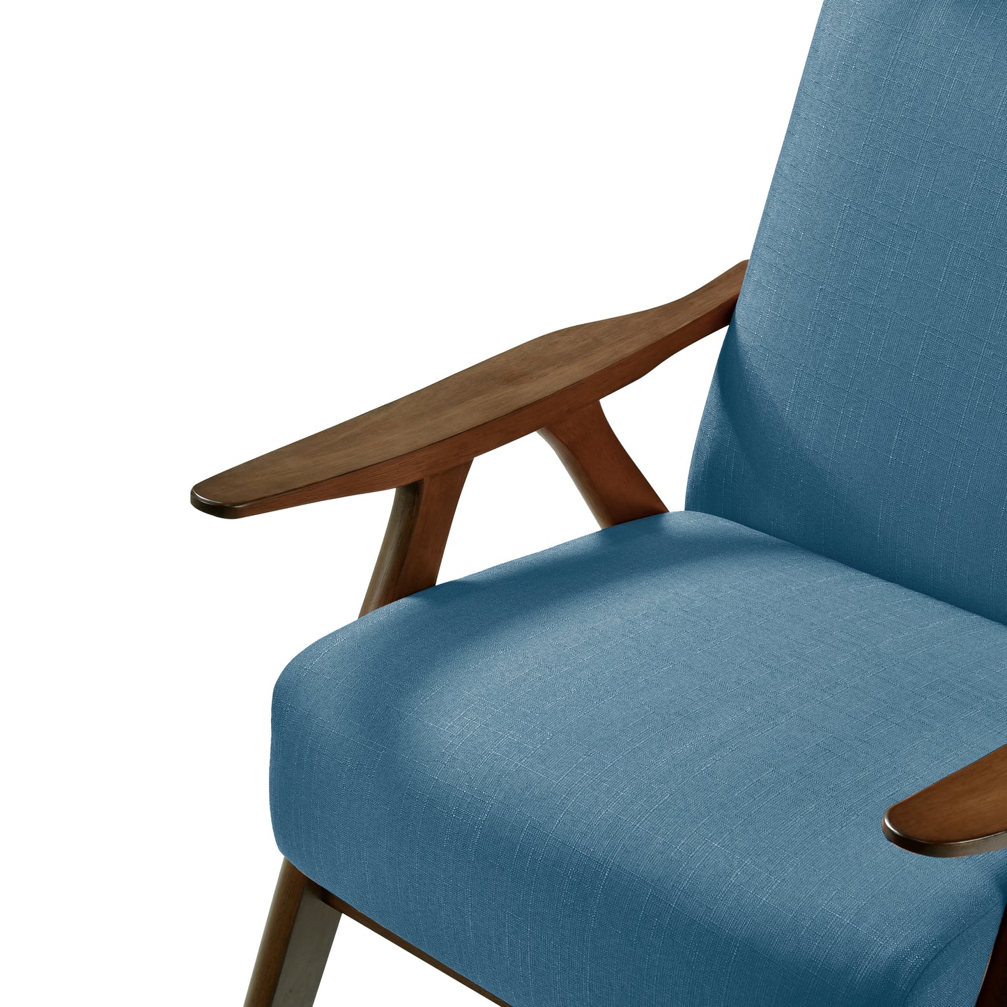 Homelegance Kalmar Accent Chair in Textured Blue Fabric with Walnut Finish 1077BU-1