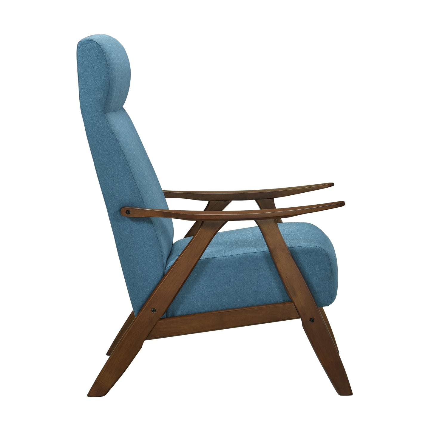 Homelegance Kalmar Accent Chair in Textured Blue Fabric with Walnut Finish 1077BU-1