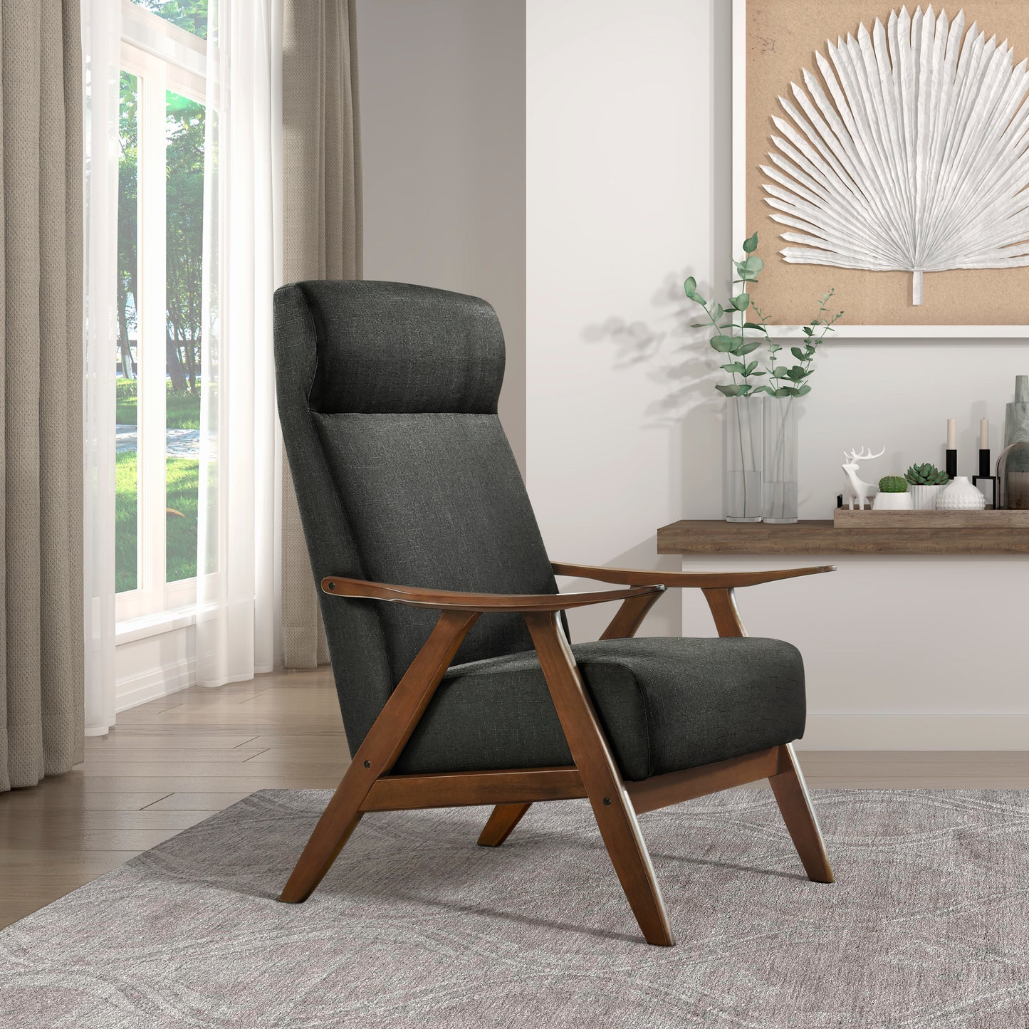 Homelegance Kalmar Accent Chair in Dark Gray Textured Fabric 1077DG-1