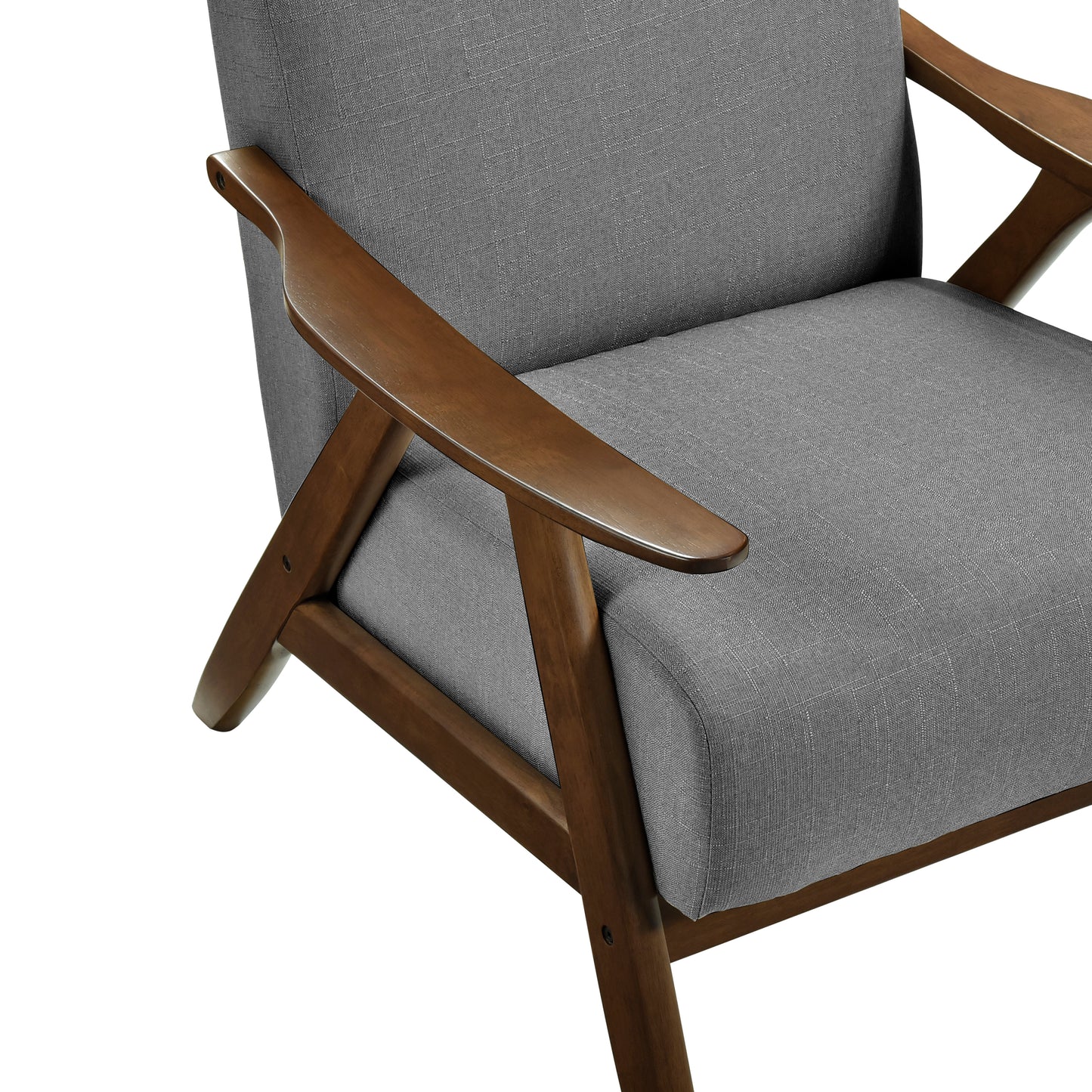 Homelegance Kalmar Accent Chair in Textured Gray Fabric with Walnut Finish 1077GY-1