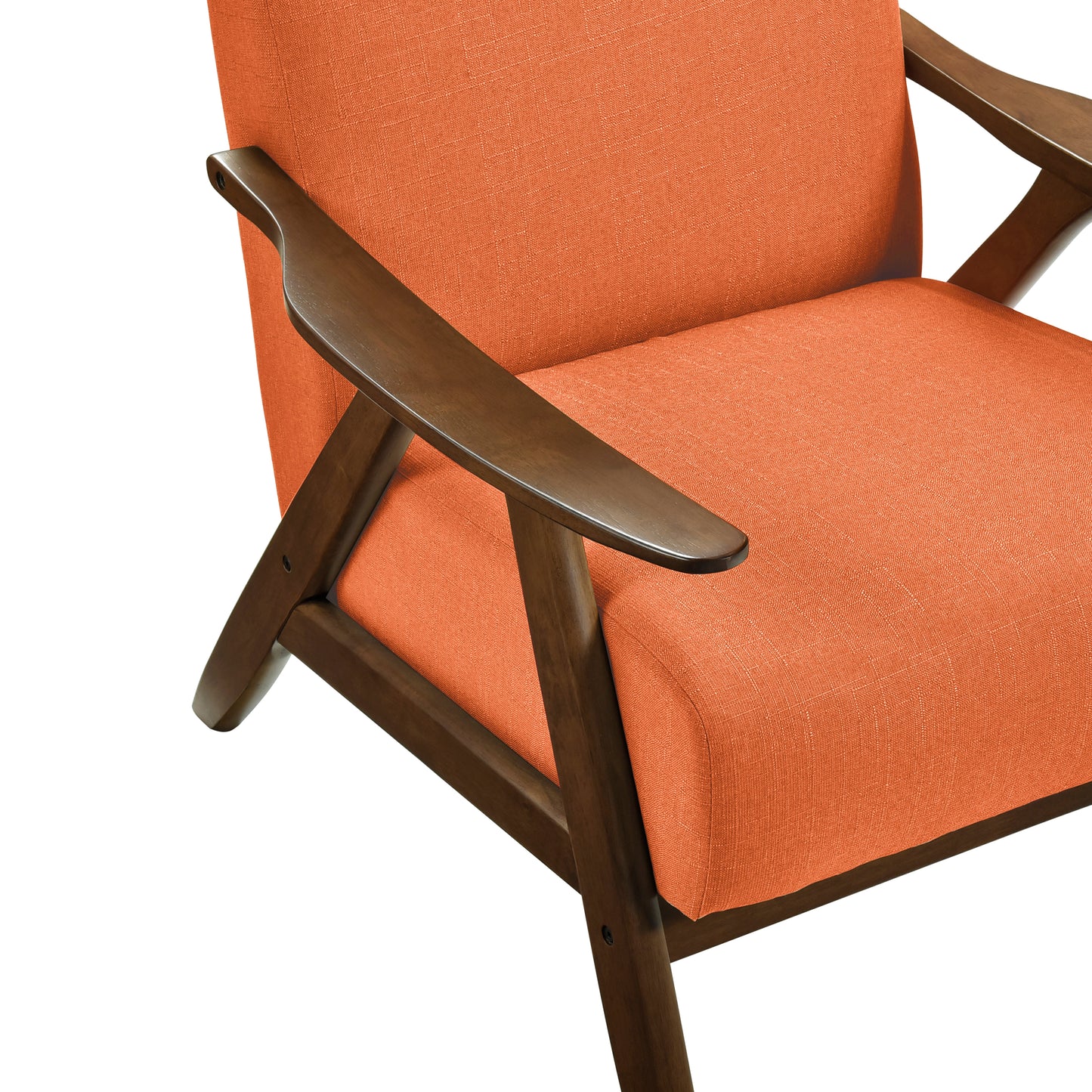 Homelegance Kalmar Accent Chair in Textured Orange Fabric with Walnut Finish 1077RN-1