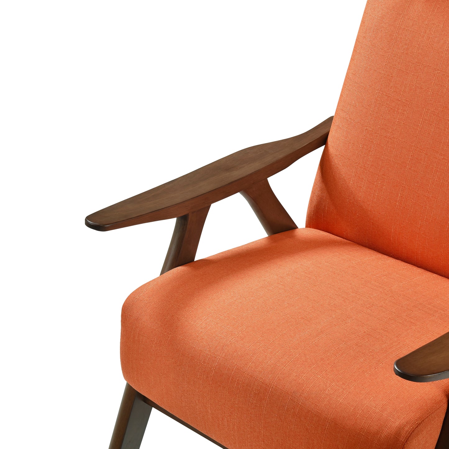 Homelegance Kalmar Accent Chair in Textured Orange Fabric with Walnut Finish 1077RN-1