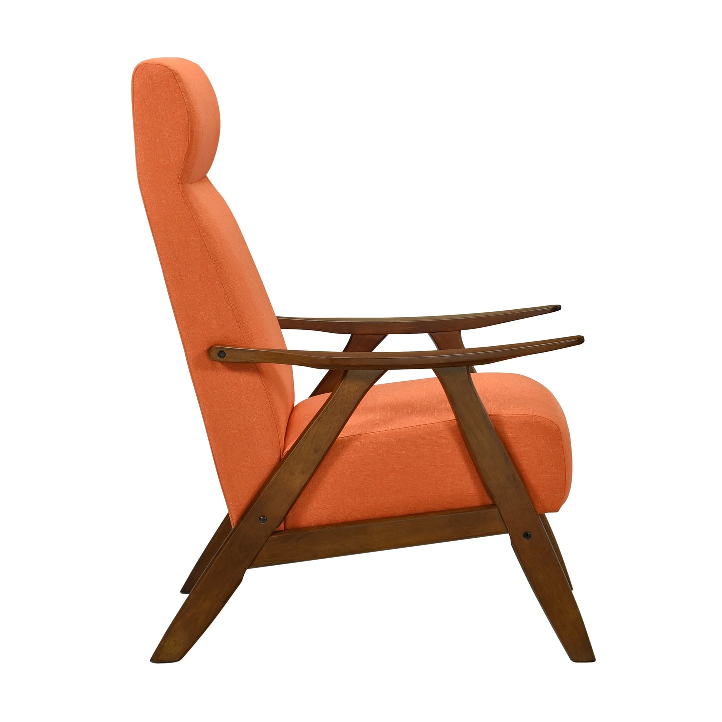 Homelegance Kalmar Accent Chair in Textured Orange Fabric with Walnut Finish 1077RN-1