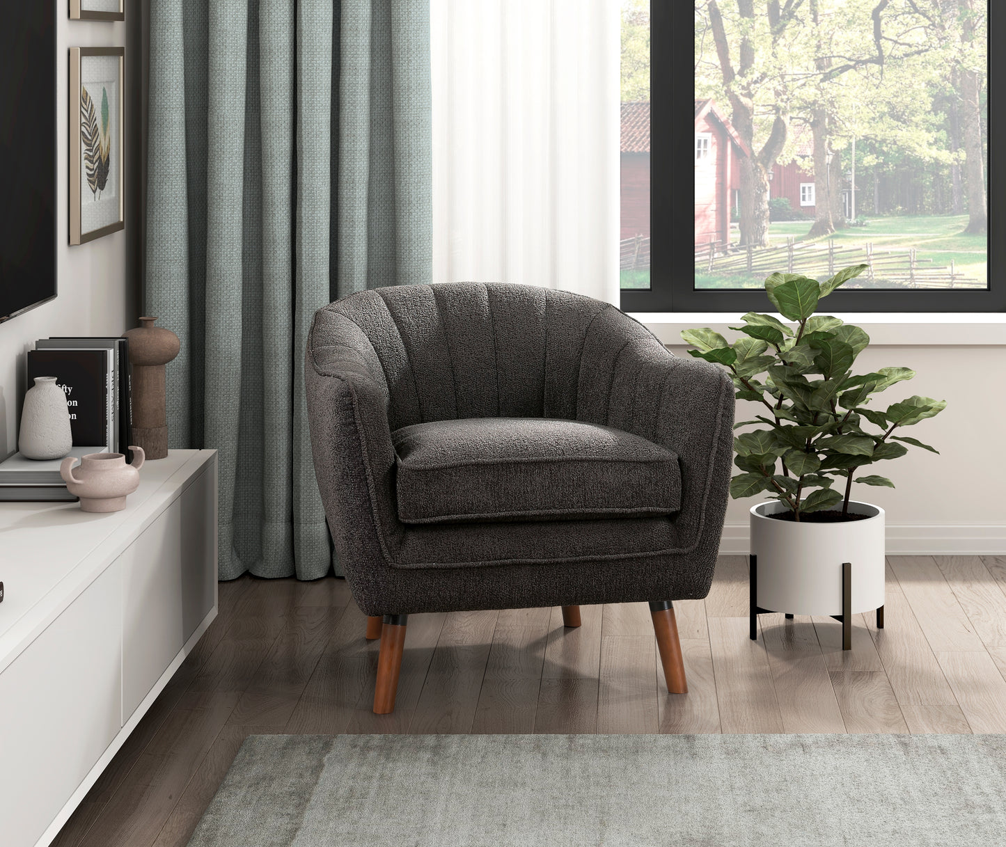 Homelegance Cutler Accent Chair in Charcoal Textured Fabric 1081CC-1