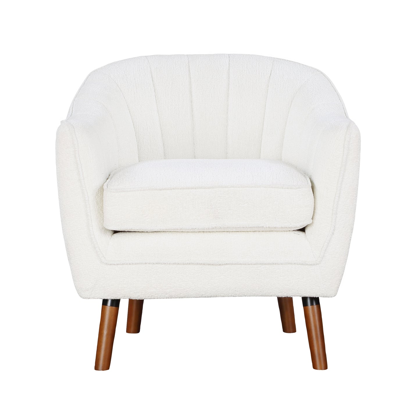 Homelegance Cutler Accent Chair in Textured White Fabric with Brown Legs 1081WH-1