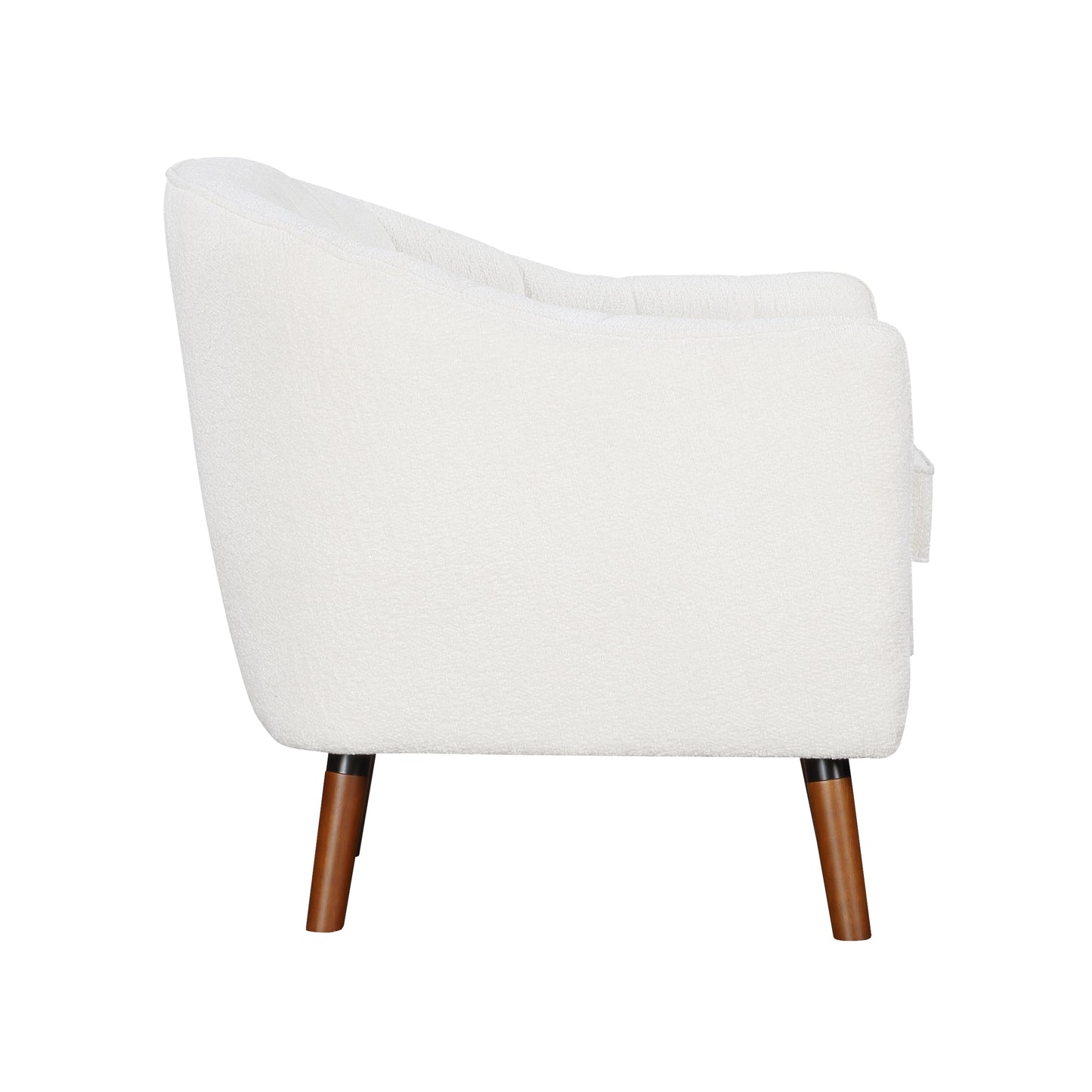 Homelegance Cutler Accent Chair in Textured White Fabric with Brown Legs 1081WH-1