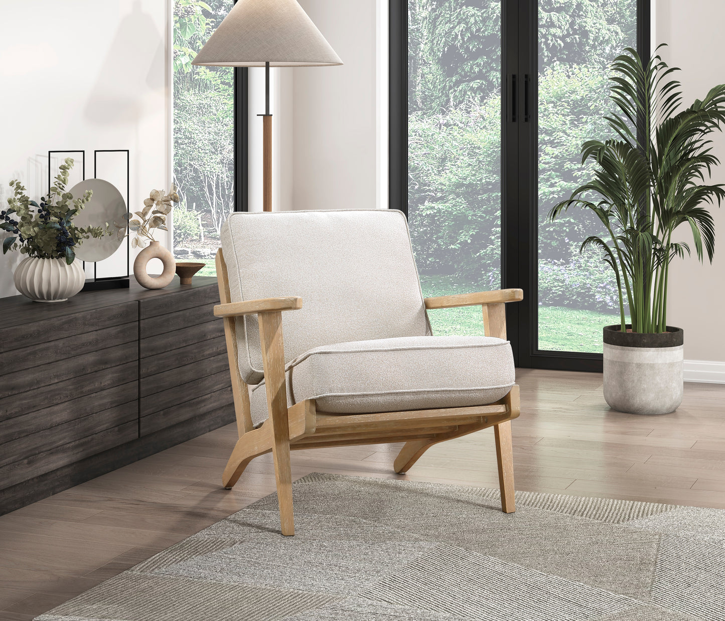 Homelegance Chandler Accent Chair in Wire Brushed Antique Natural Finish 1082BE-1
