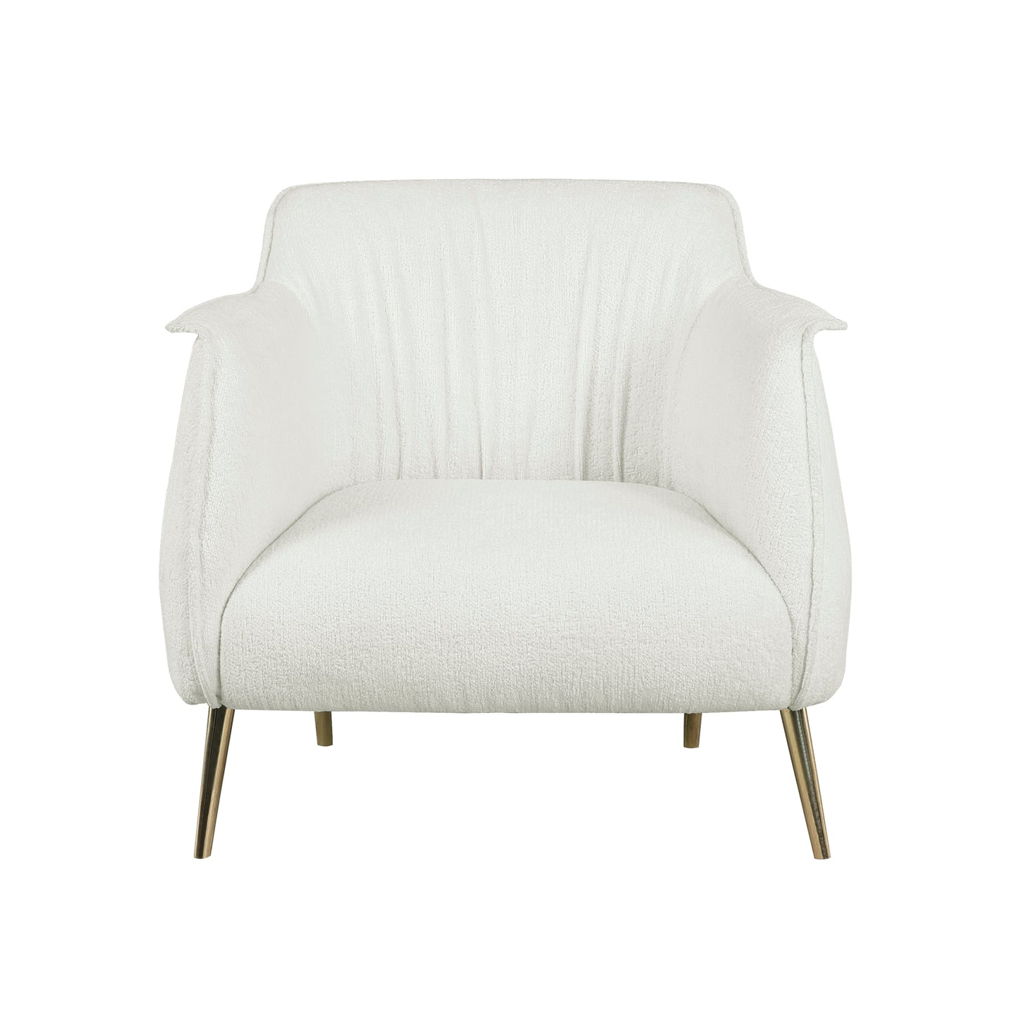 Homelegance Rachael Accent Chair in White Boucle with Gold Metal Legs 1085F1S