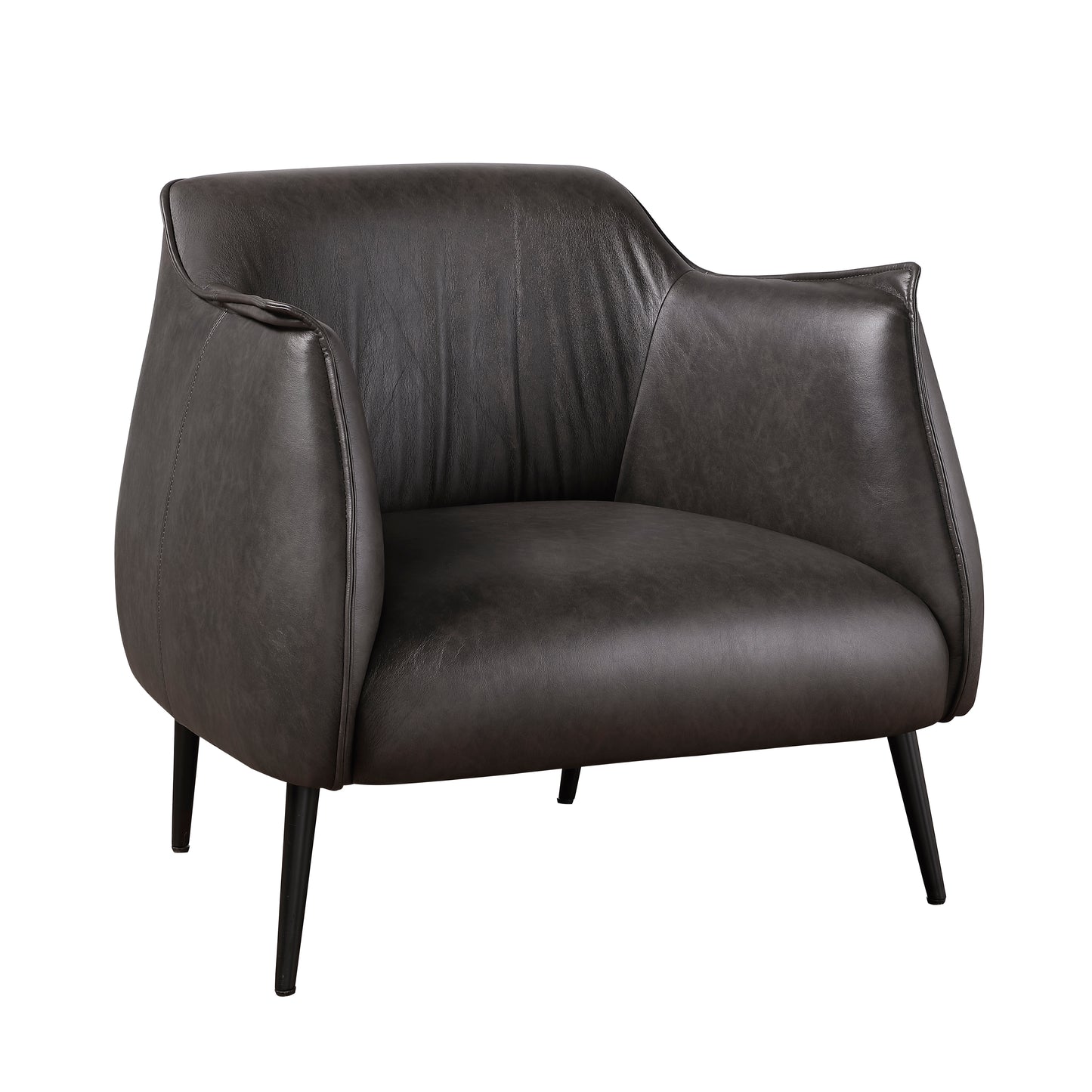 Homelegance Rachael Accent Chair in Brown Faux Leather with Metal Legs 1085F2S