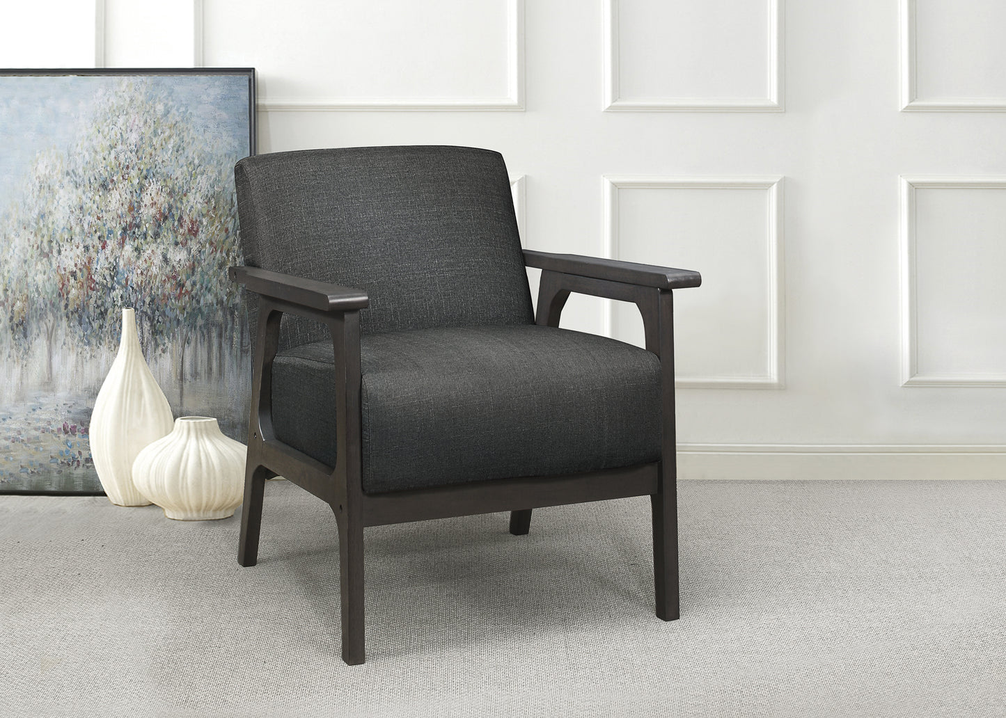 Homelegance Ocala Accent Chair in Dark Gray Textured Fabric 1103DG-1
