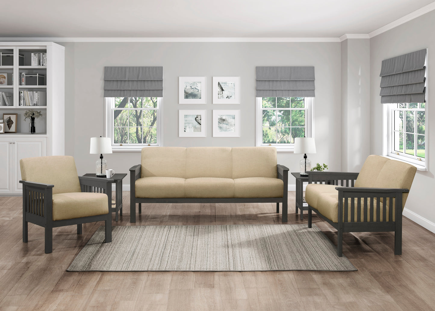 Homelegance Lewiston Accent Chair in Light Brown Textured Fabric 1104BR-1