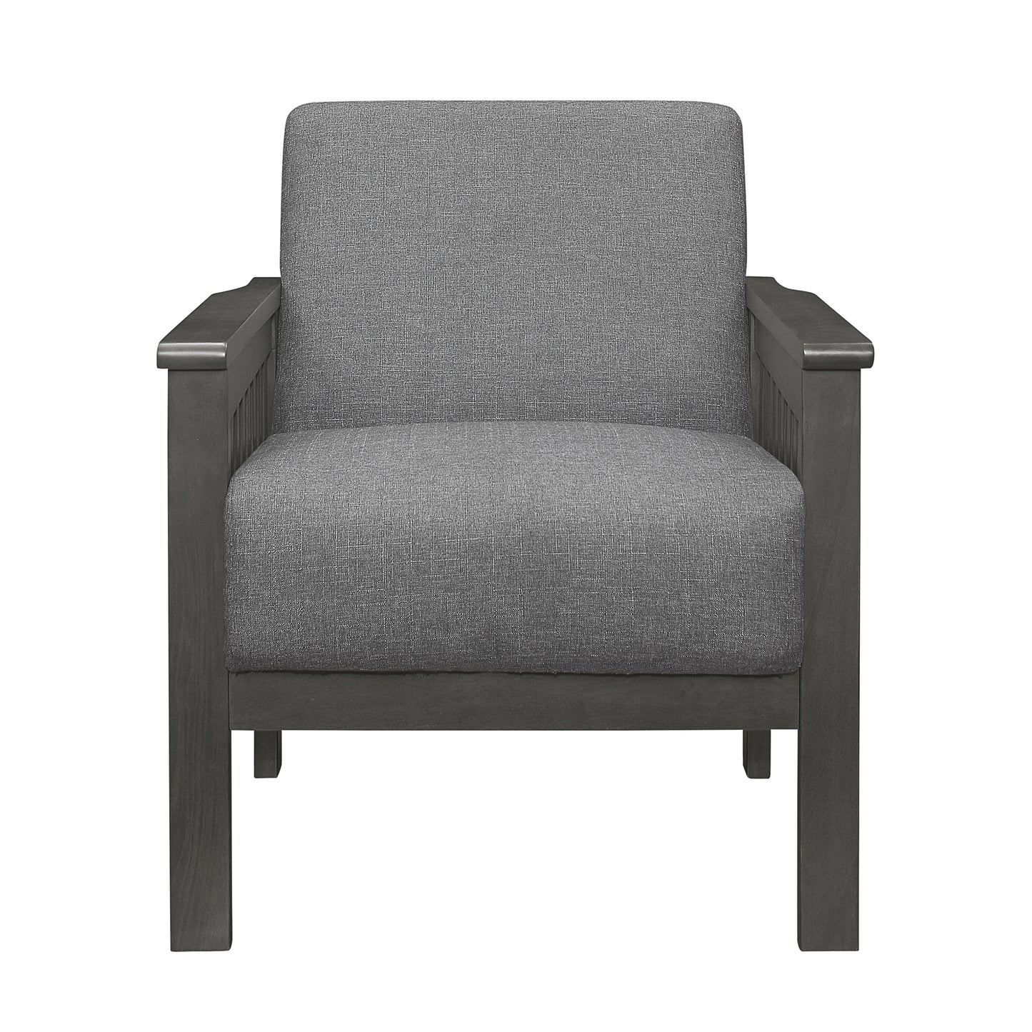 Homelegance Lewiston Accent Chair in Textured Gray Fabric with Antique Gray Finish 1104GY-1