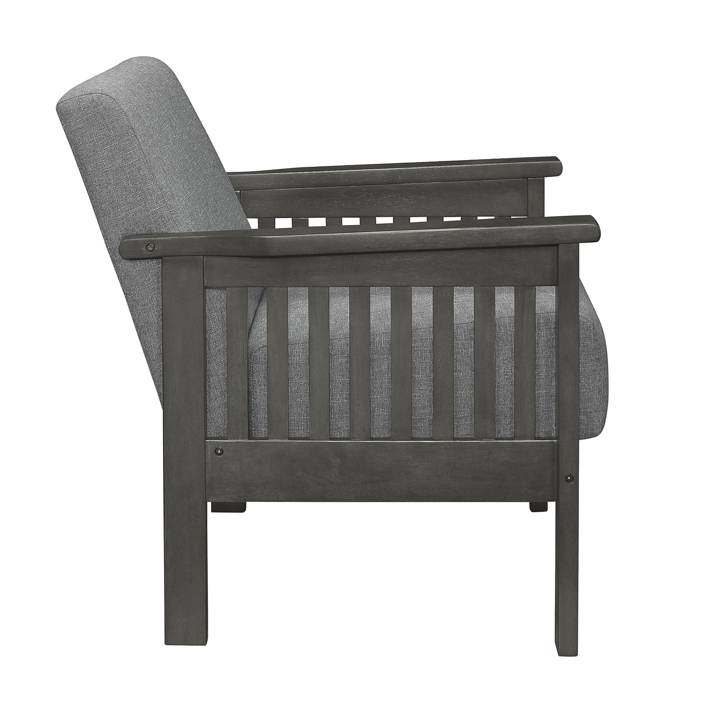 Homelegance Lewiston Accent Chair in Textured Gray Fabric with Antique Gray Finish 1104GY-1