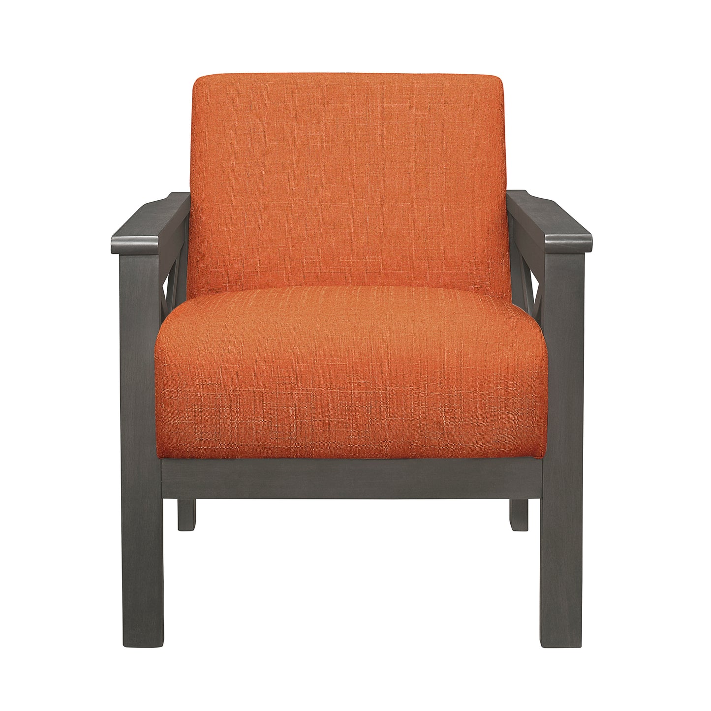 Homelegance Herriman Accent Chair in Textured Orange Fabric with Antique Gray Finish 1105RN-1