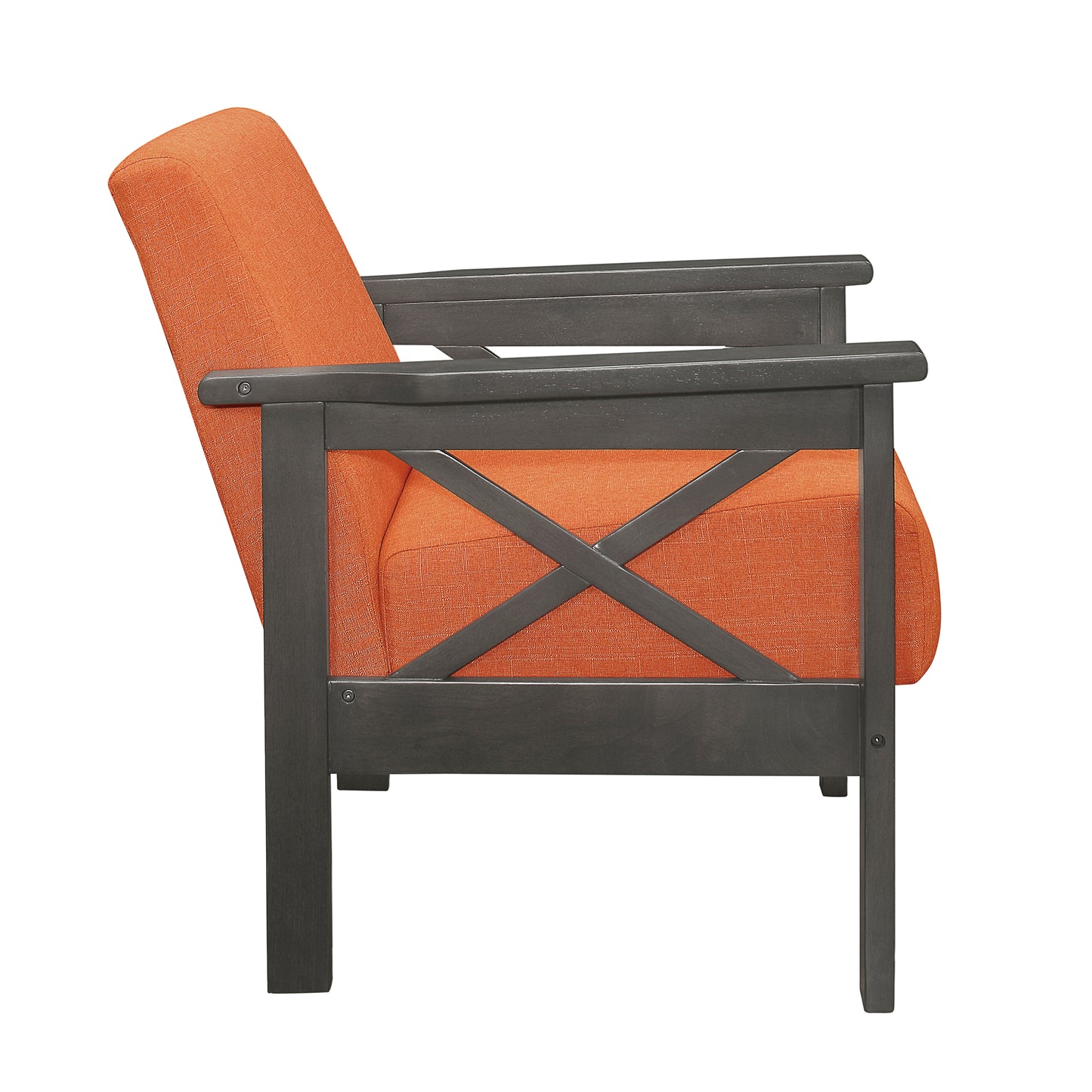 Homelegance Herriman Accent Chair in Textured Orange Fabric with Antique Gray Finish 1105RN-1
