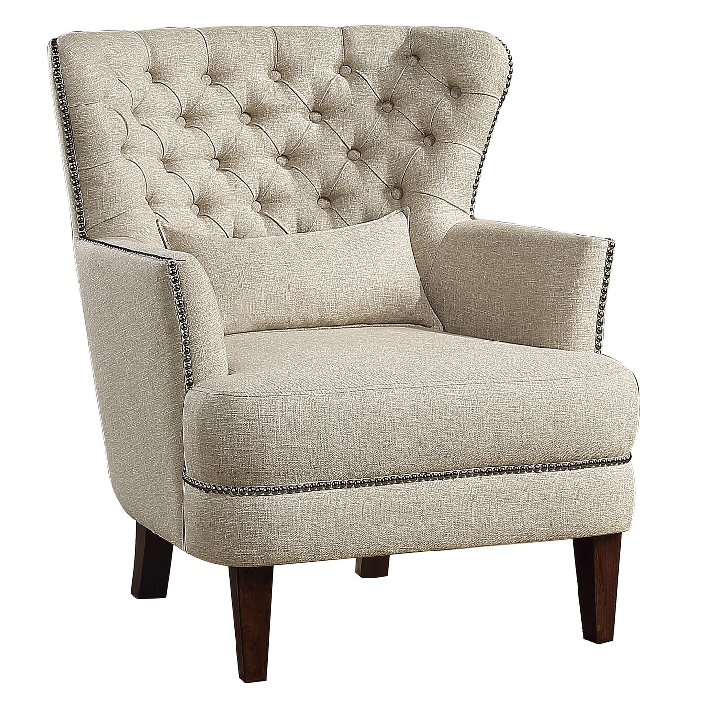 Homelegance Marriana Accent Chair Beige Textured Fabric with Button Tufting 1112-1