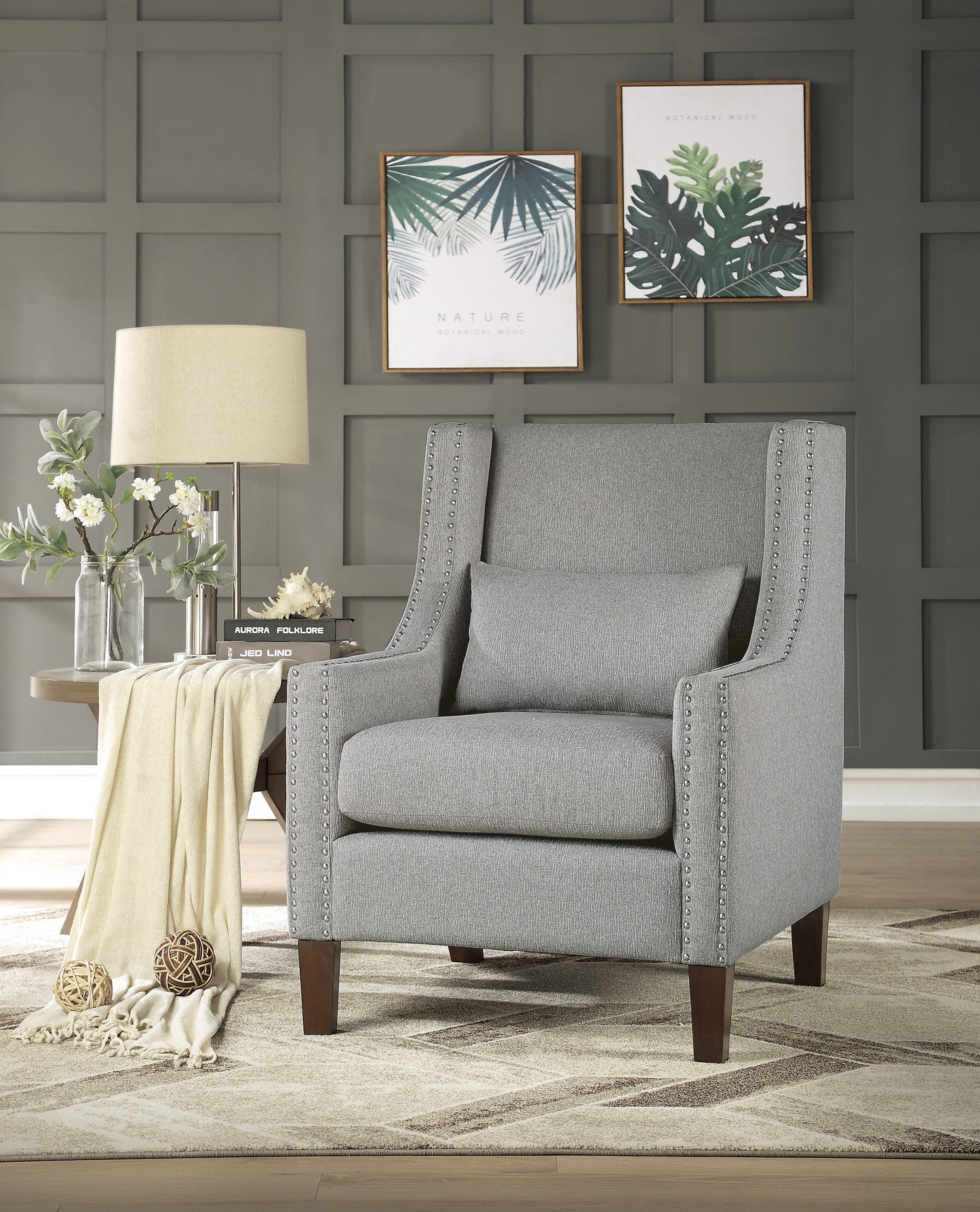 Homelegance Keller Accent Chair in Light Gray Textured Fabric 1114GY-1