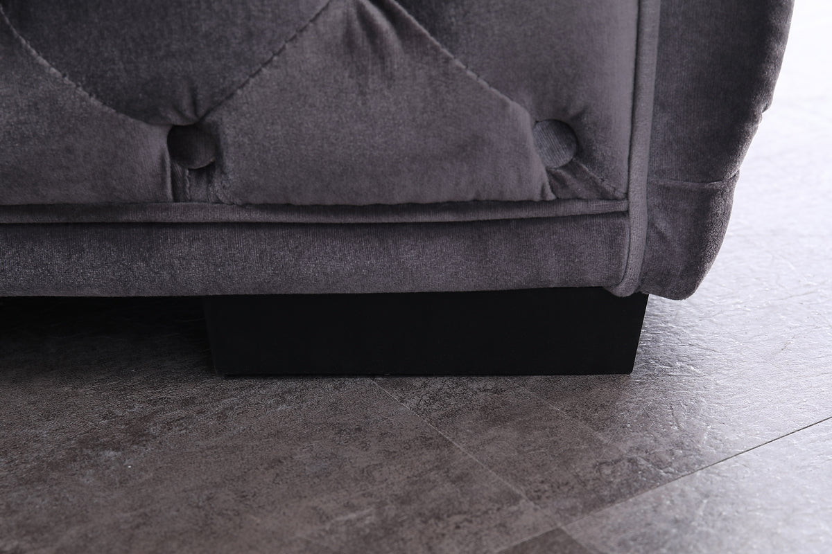 Divani Casa Jean Modern Grey Velvet Sectional Sofa
