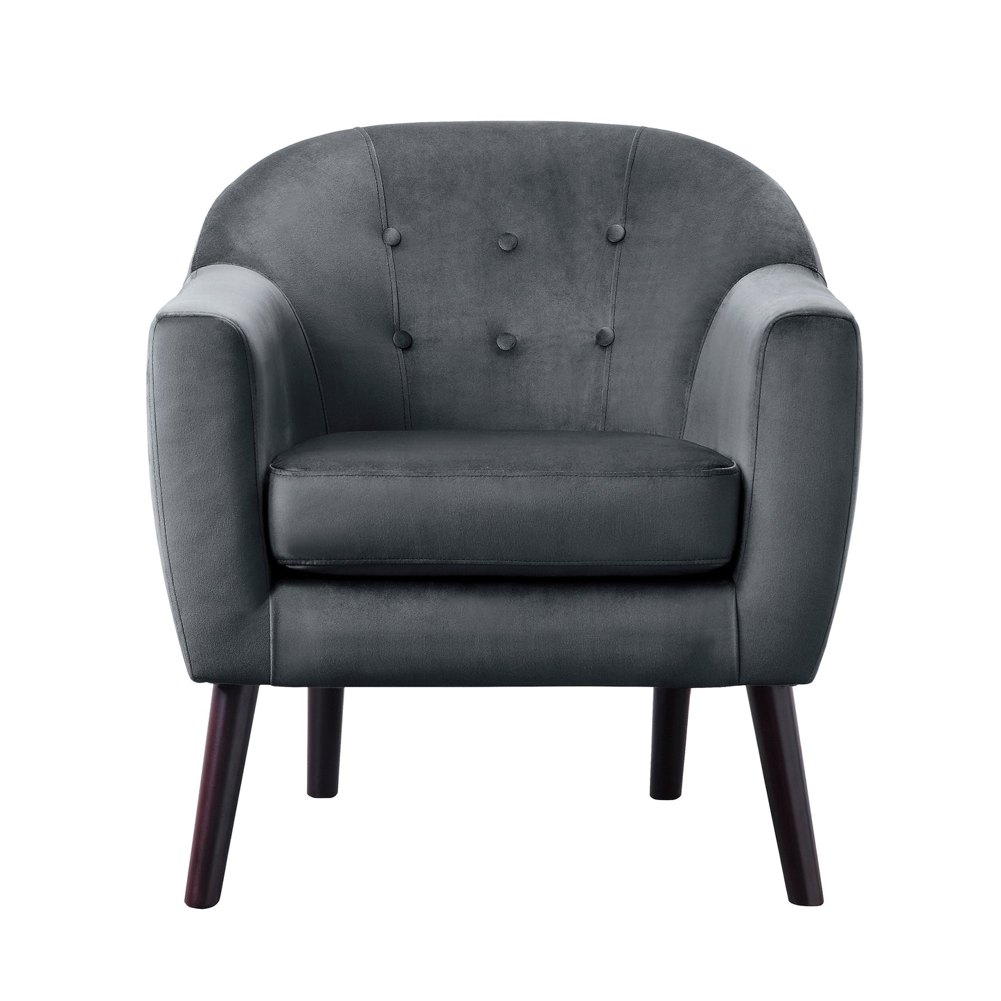 Homelegance Quill Accent Chair in Gray Velvet with Button Tufting 1127GY-1