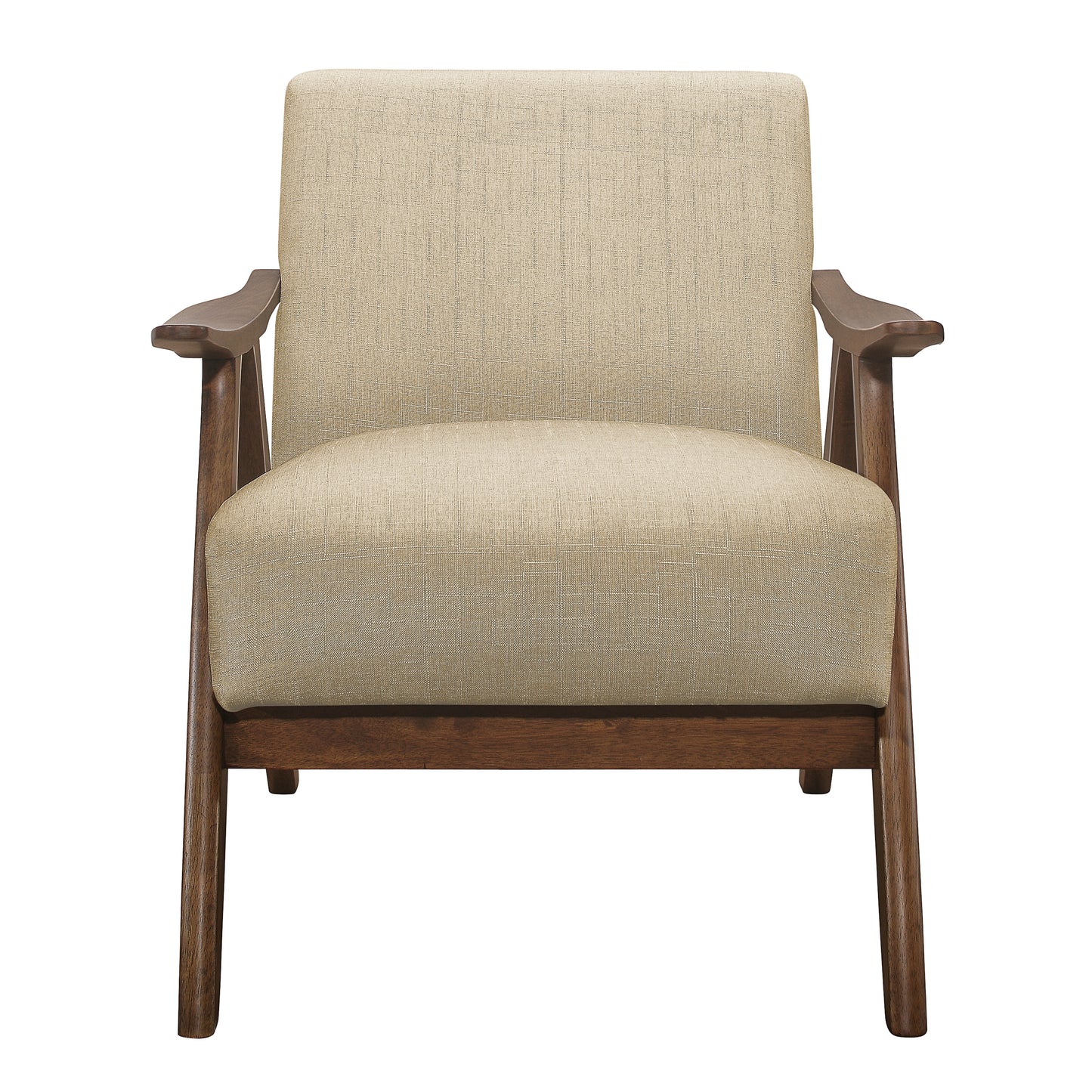Homelegance Damala Accent Chair in Light Brown Textured Fabric with Walnut Finish 1138BR-1
