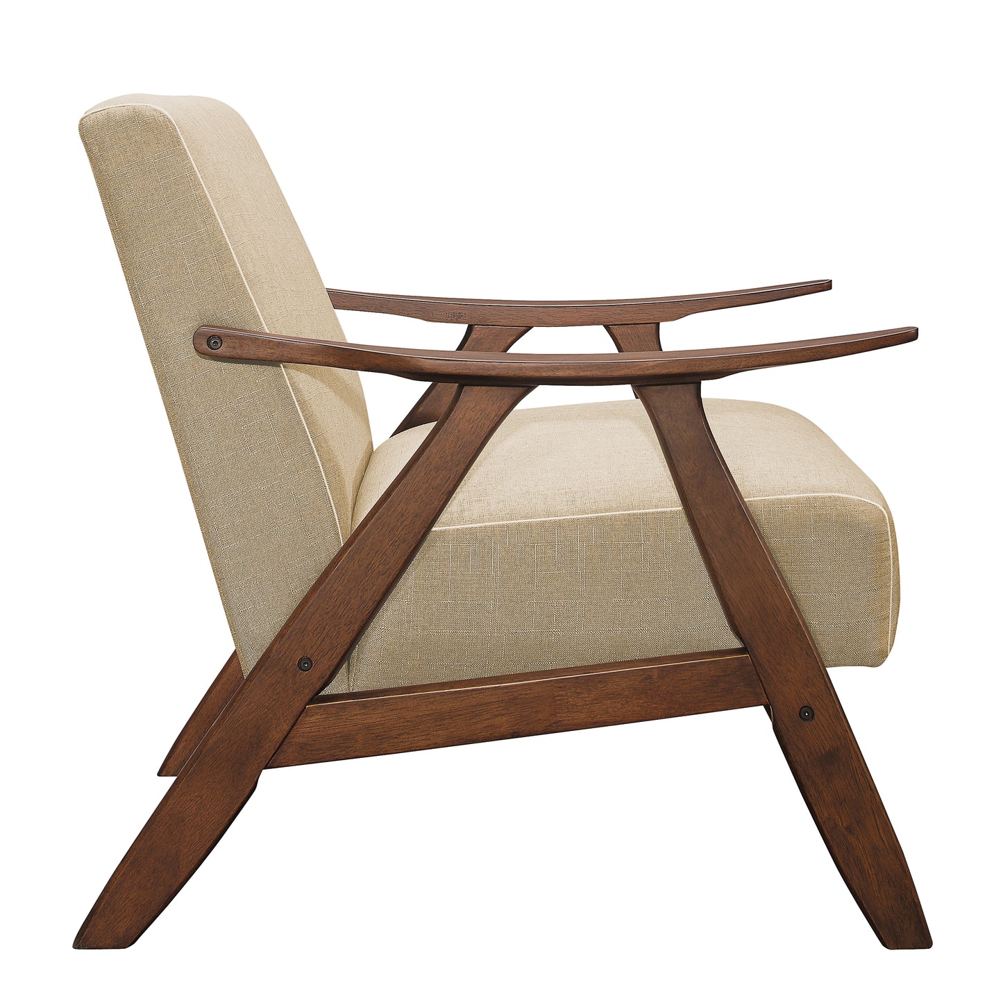 Homelegance Damala Accent Chair in Light Brown Textured Fabric with Walnut Finish 1138BR-1