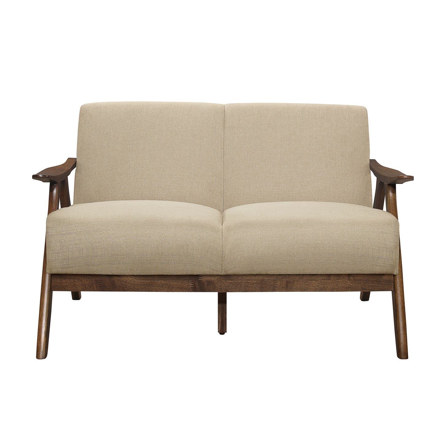 Homelegance Damala Loveseat in Light Brown Textured Fabric 1138BR-2
