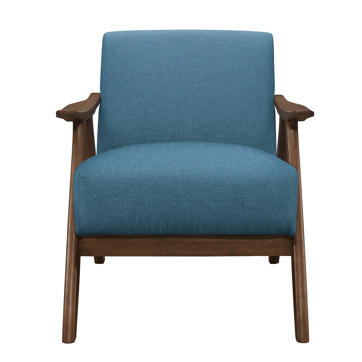 Homelegance Damala Accent Chair in Textured Blue Fabric with Walnut Finish 1138BU-1