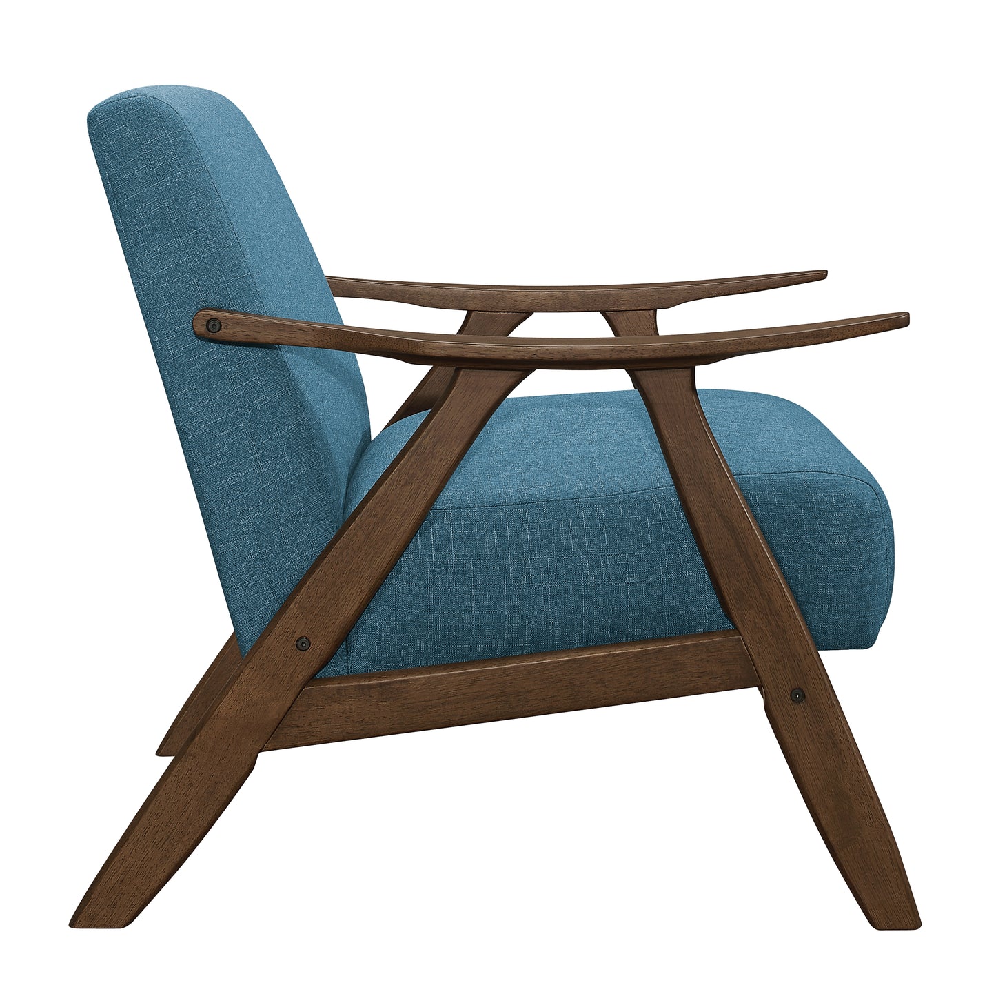 Homelegance Damala Accent Chair in Textured Blue Fabric with Walnut Finish 1138BU-1