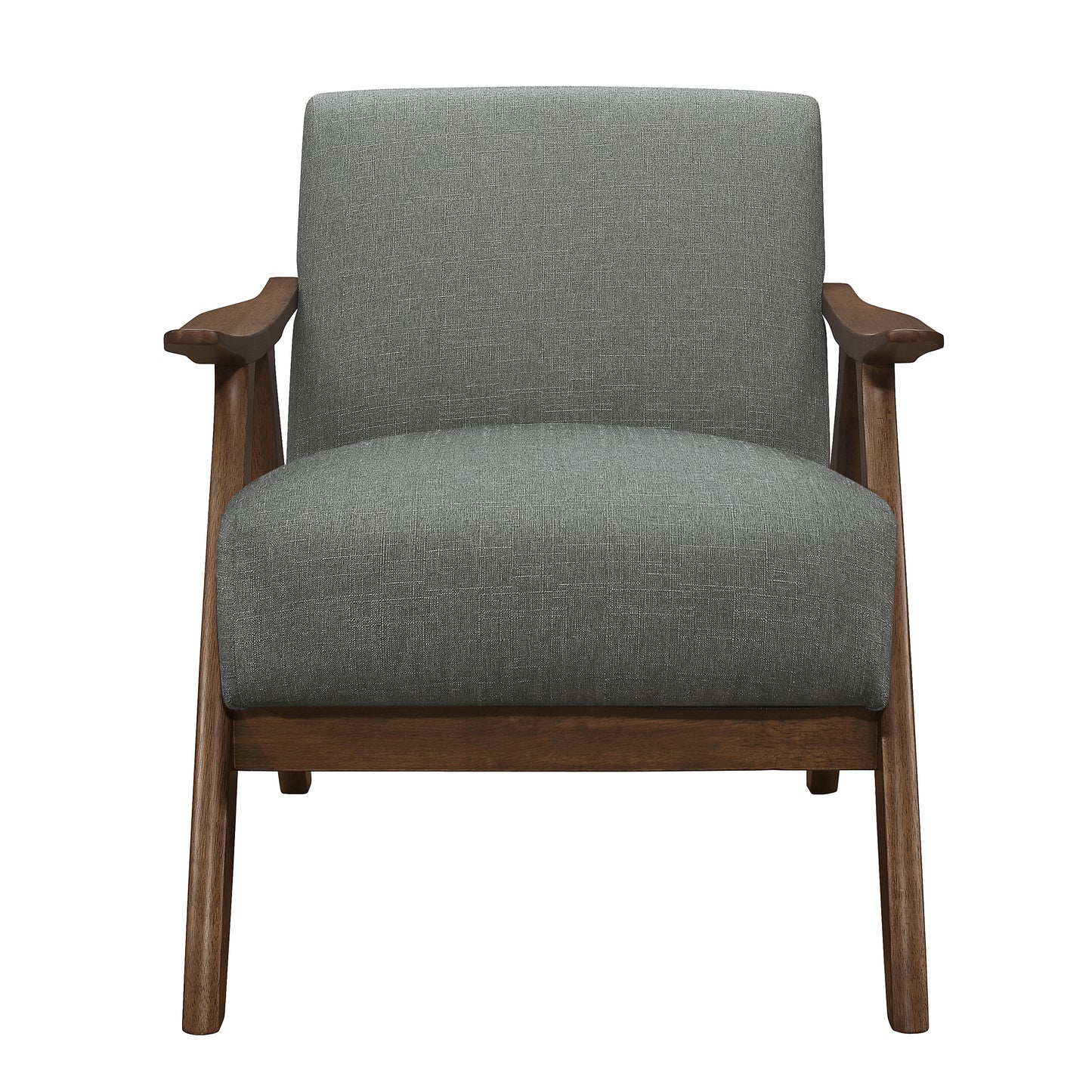 Homelegance Damala Accent Chair in Textured Gray Fabric with Walnut Finish 1138GY-1