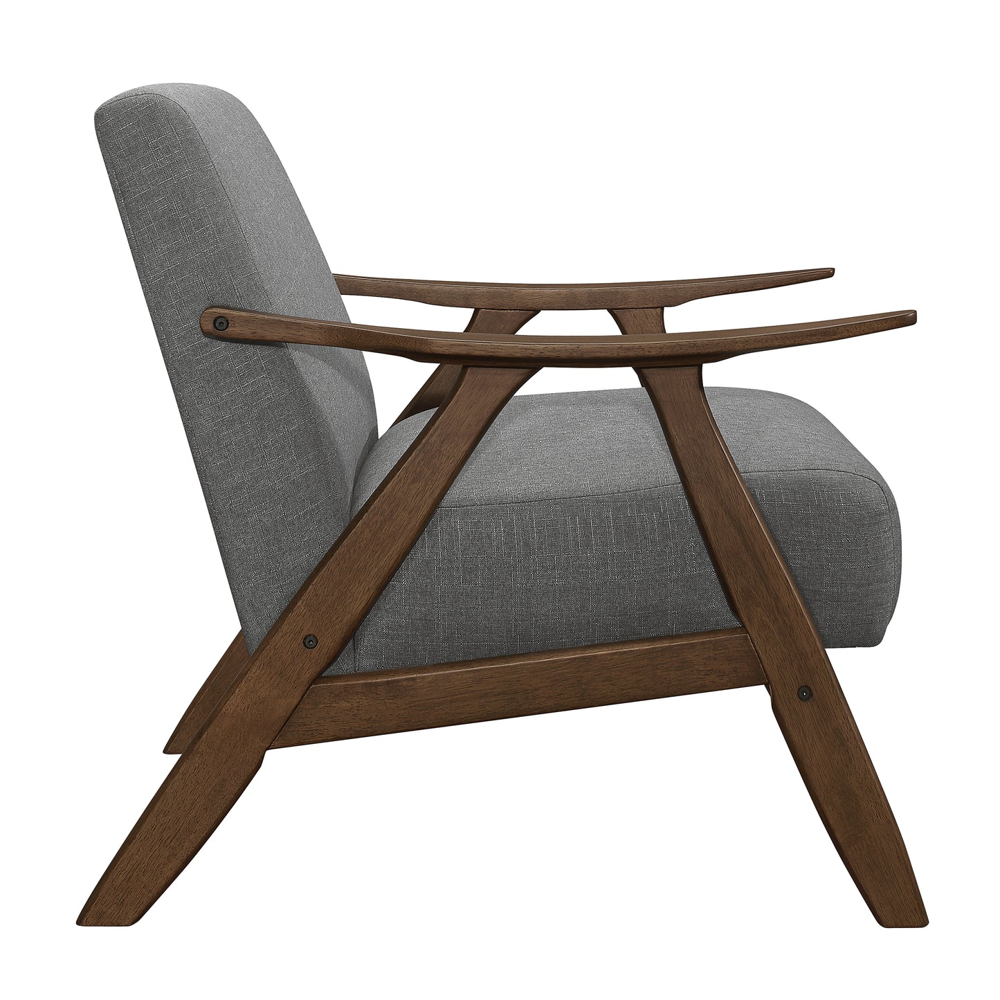 Homelegance Damala Accent Chair in Textured Gray Fabric with Walnut Finish 1138GY-1