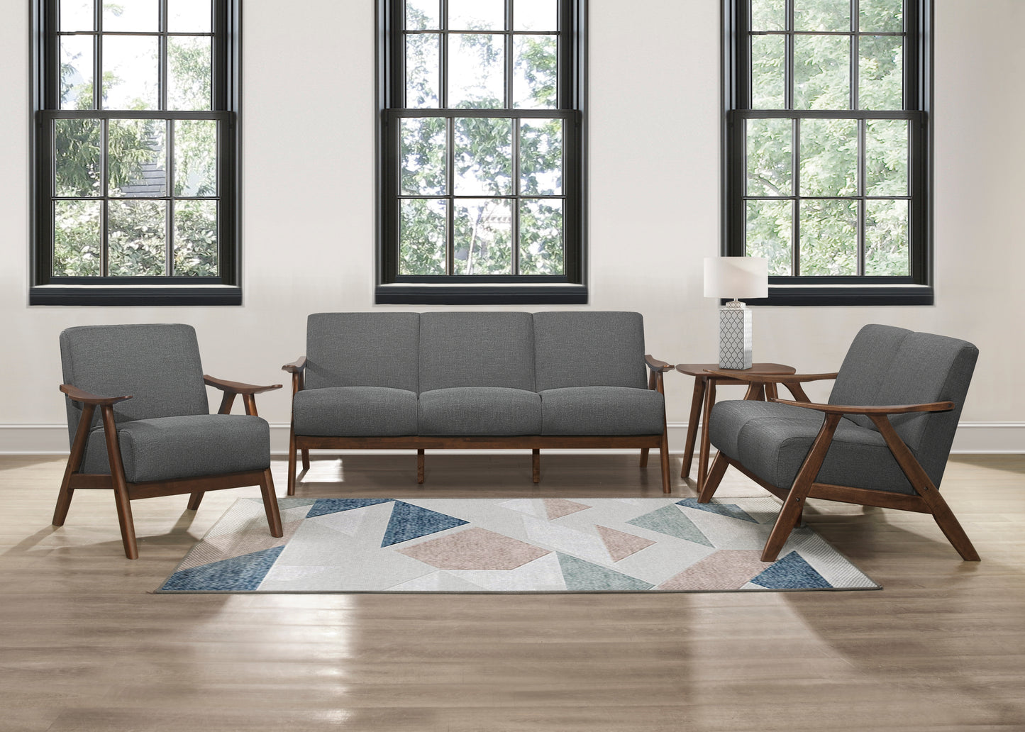 Homelegance Damala Loveseat in Gray Textured Fabric 1138GY-2