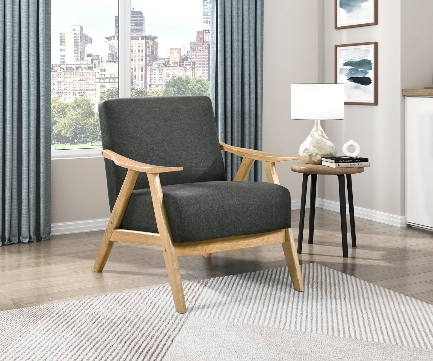 Homelegance Accent Chair in Gray Fabric with Stylish Design 1138NADG-1