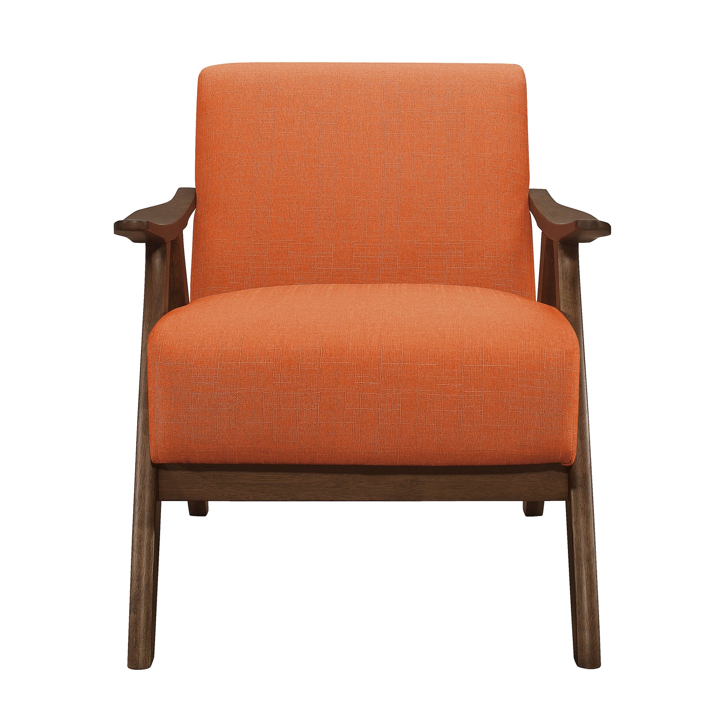 Homelegance Damala Accent Chair in Textured Orange Fabric with Walnut Finish 1138RN-1