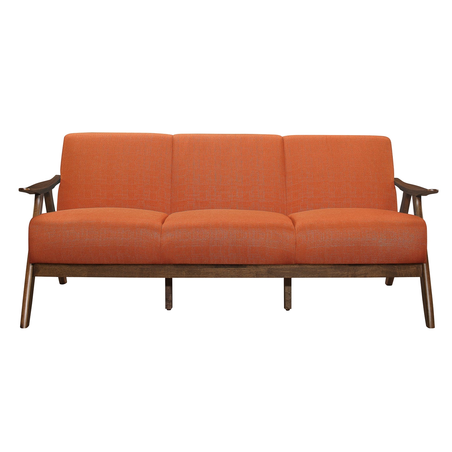 Homelegance Damala Sectional Sofa in Walnut and Orange Retro Design 1138RN-3