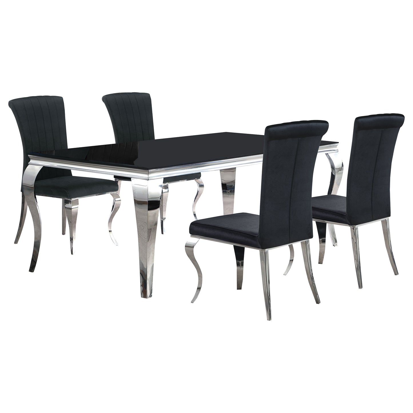 Carone 5-piece 81" Rectangular Black Glass Dining Set Black