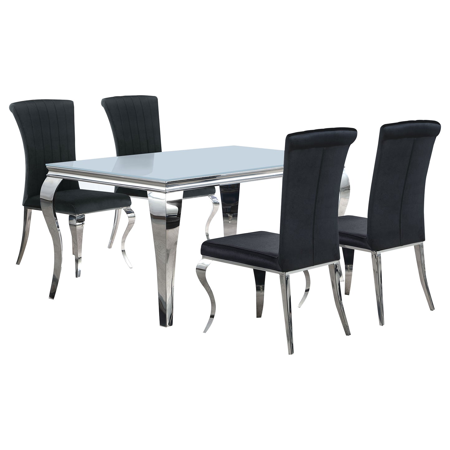 Carone 5-piece 61" Rectangular White Glass Dining Set Black