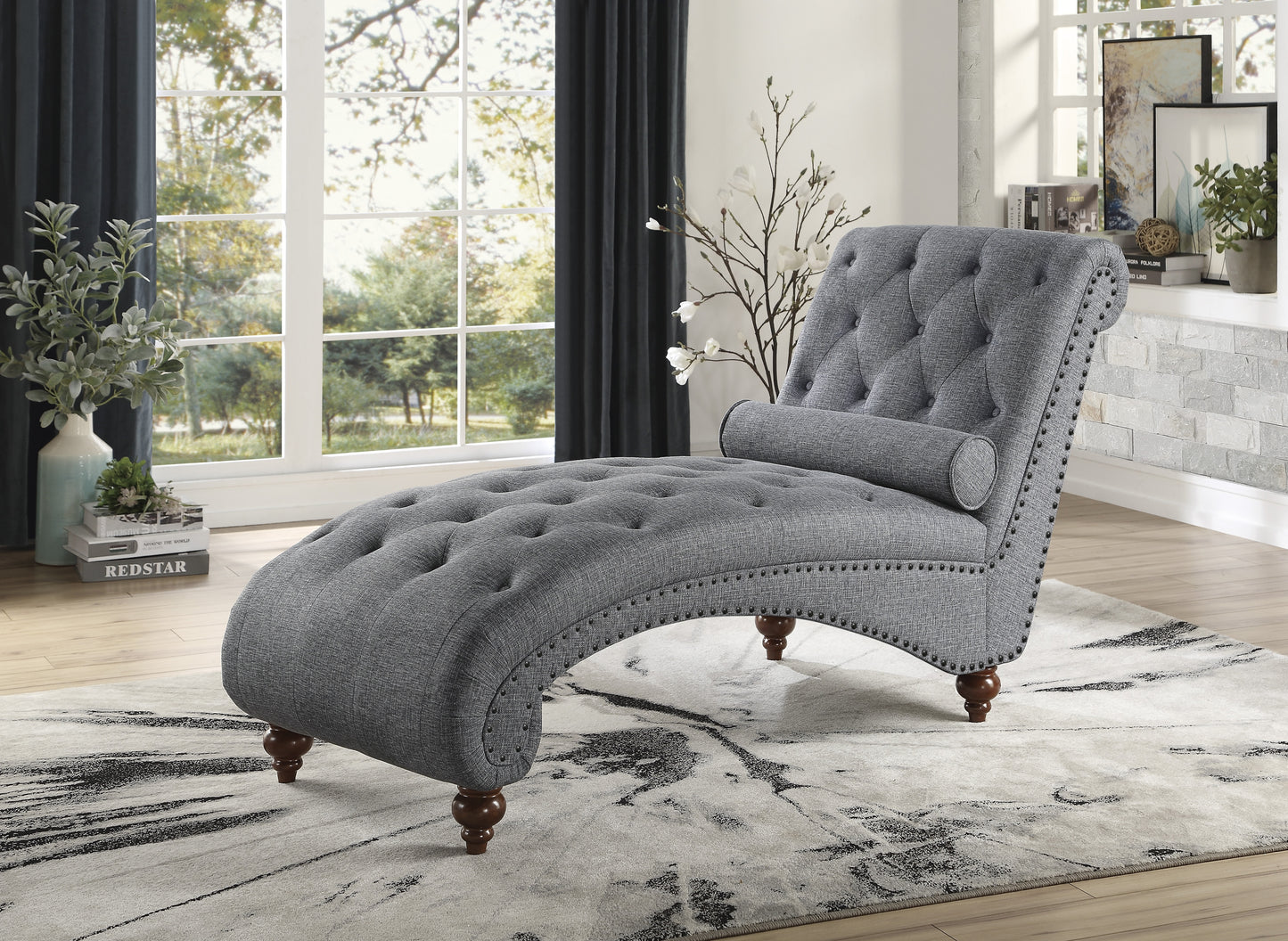 Homelegance Bonne Chaises Dark Gray Textured Fabric Upholstery 1162NGY-5
