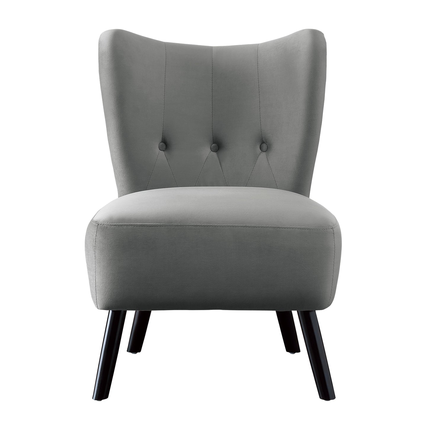 Homelegance Imani Accent Chair in Gray Velvet with Button Tufted Back 1166GY-1