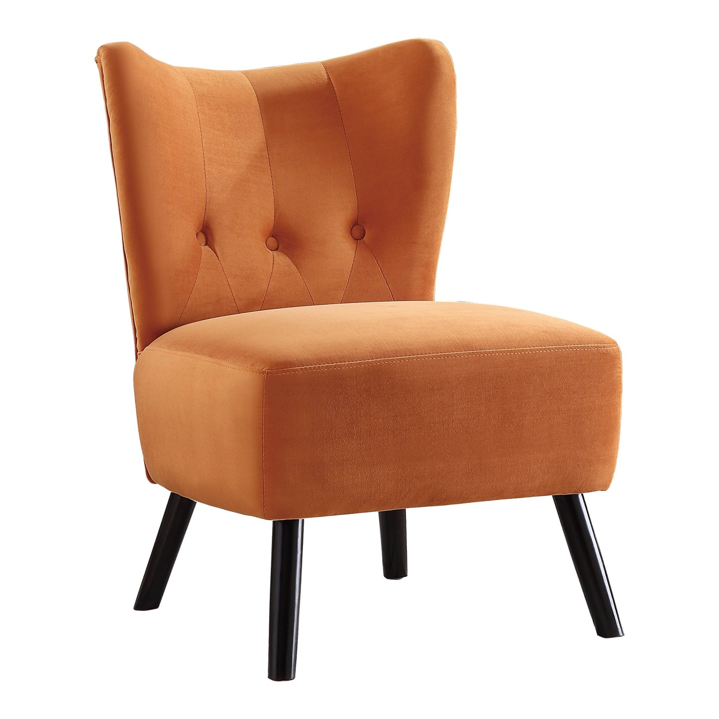 Homelegance Imani Accent Chair in Orange Velvet with Button Tufted Back 1166RN-1