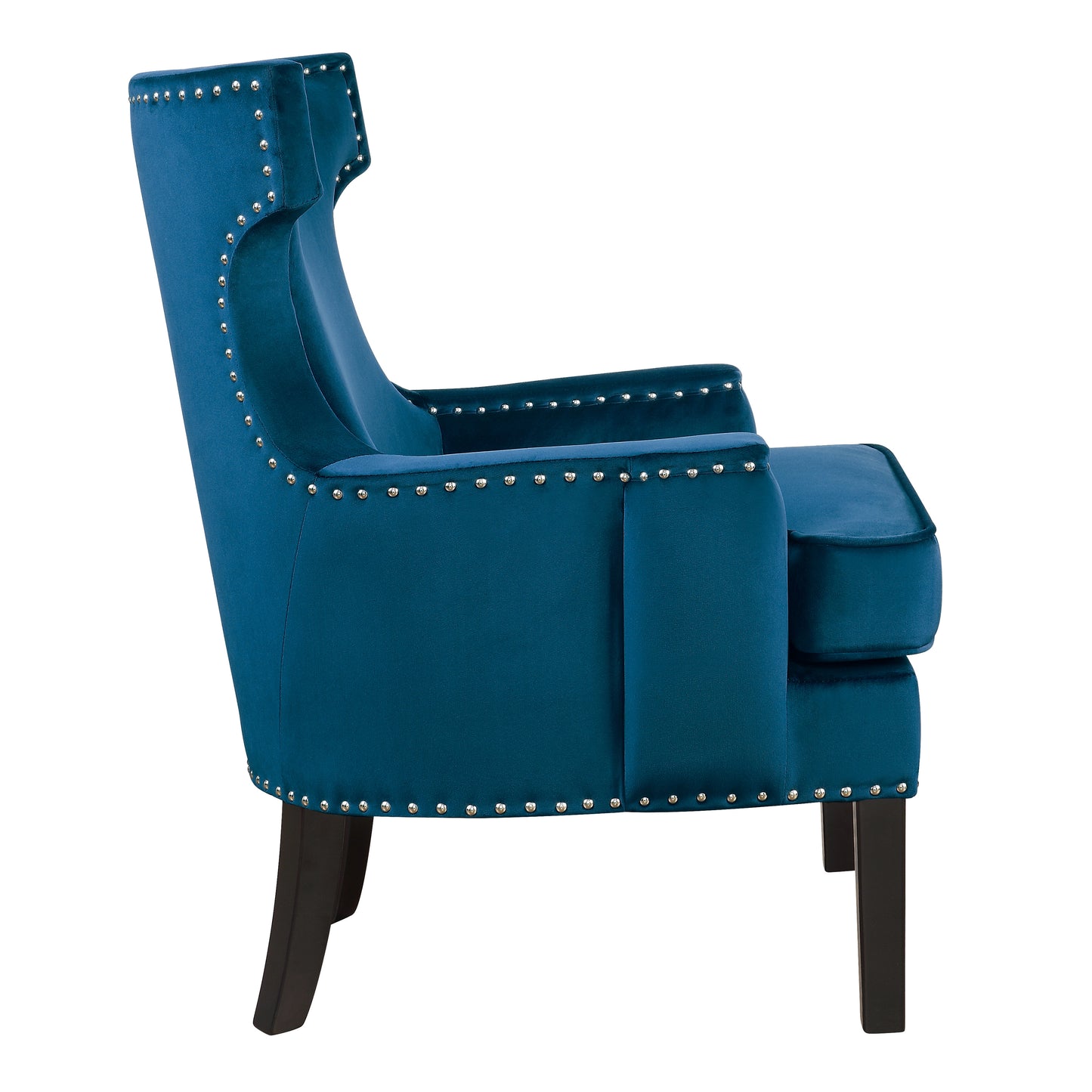 Homelegance Lapis Accent Chair in Blue Velvet with Nailhead Trim 1190BU-1