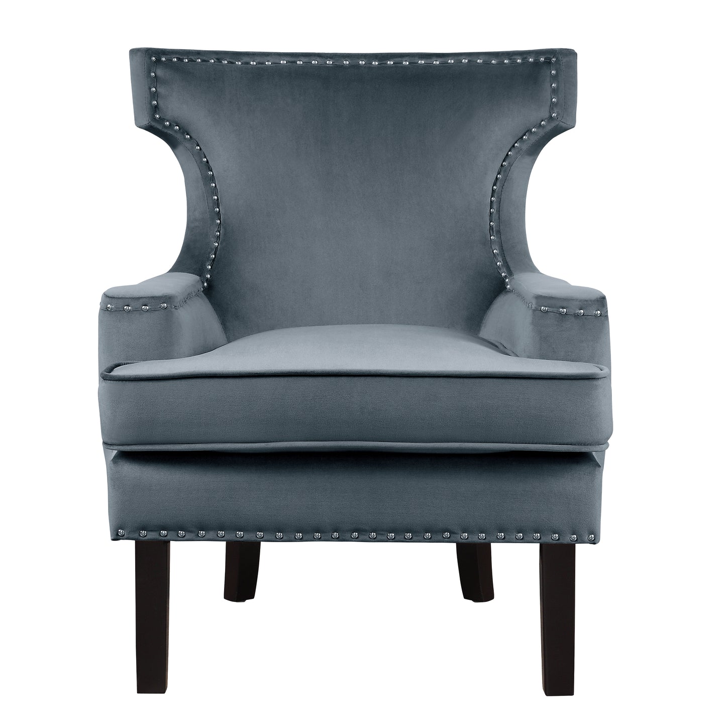 Homelegance Lapis Accent Chair in Gray Velvet with Nailhead Trim 1190GY-1