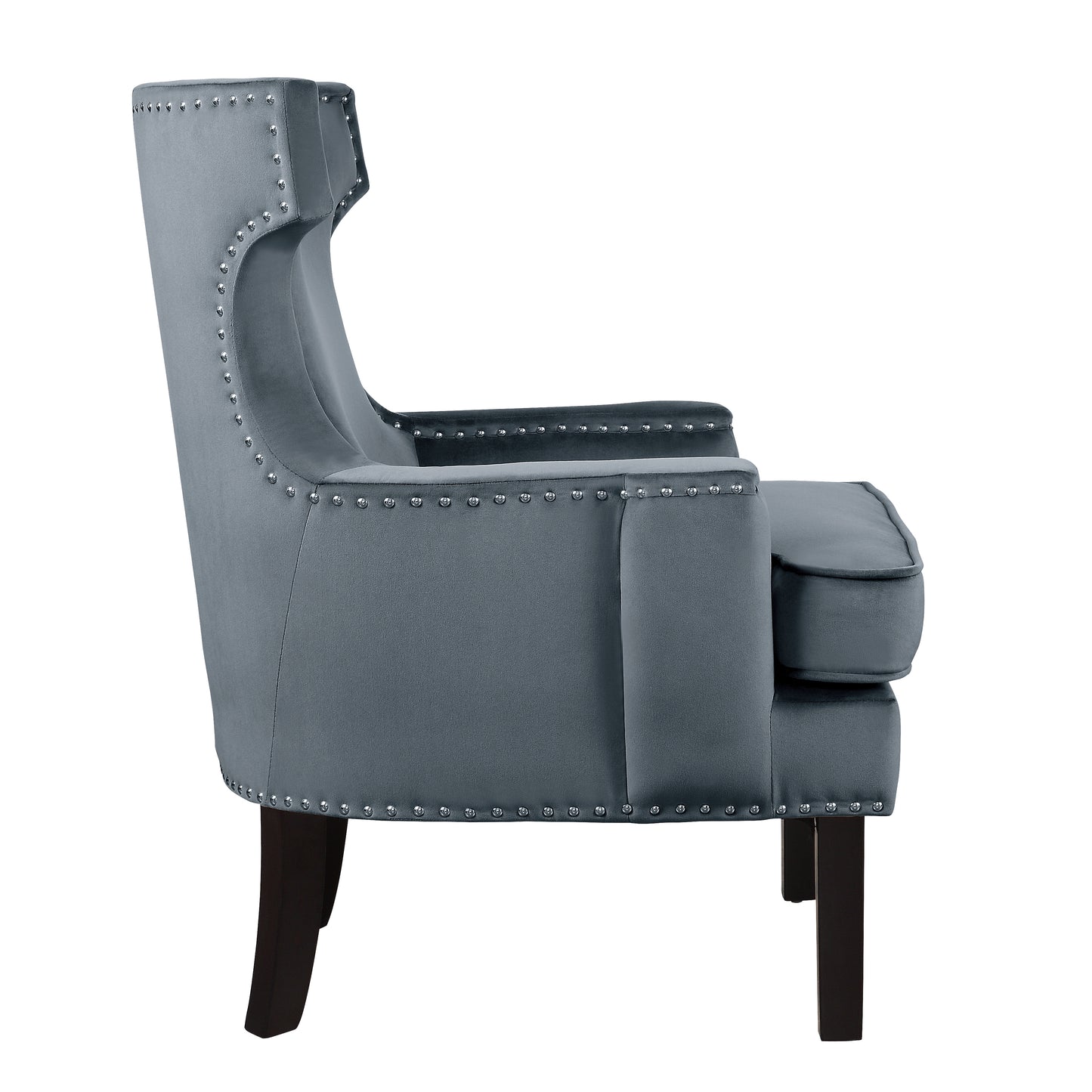 Homelegance Lapis Accent Chair in Gray Velvet with Nailhead Trim 1190GY-1