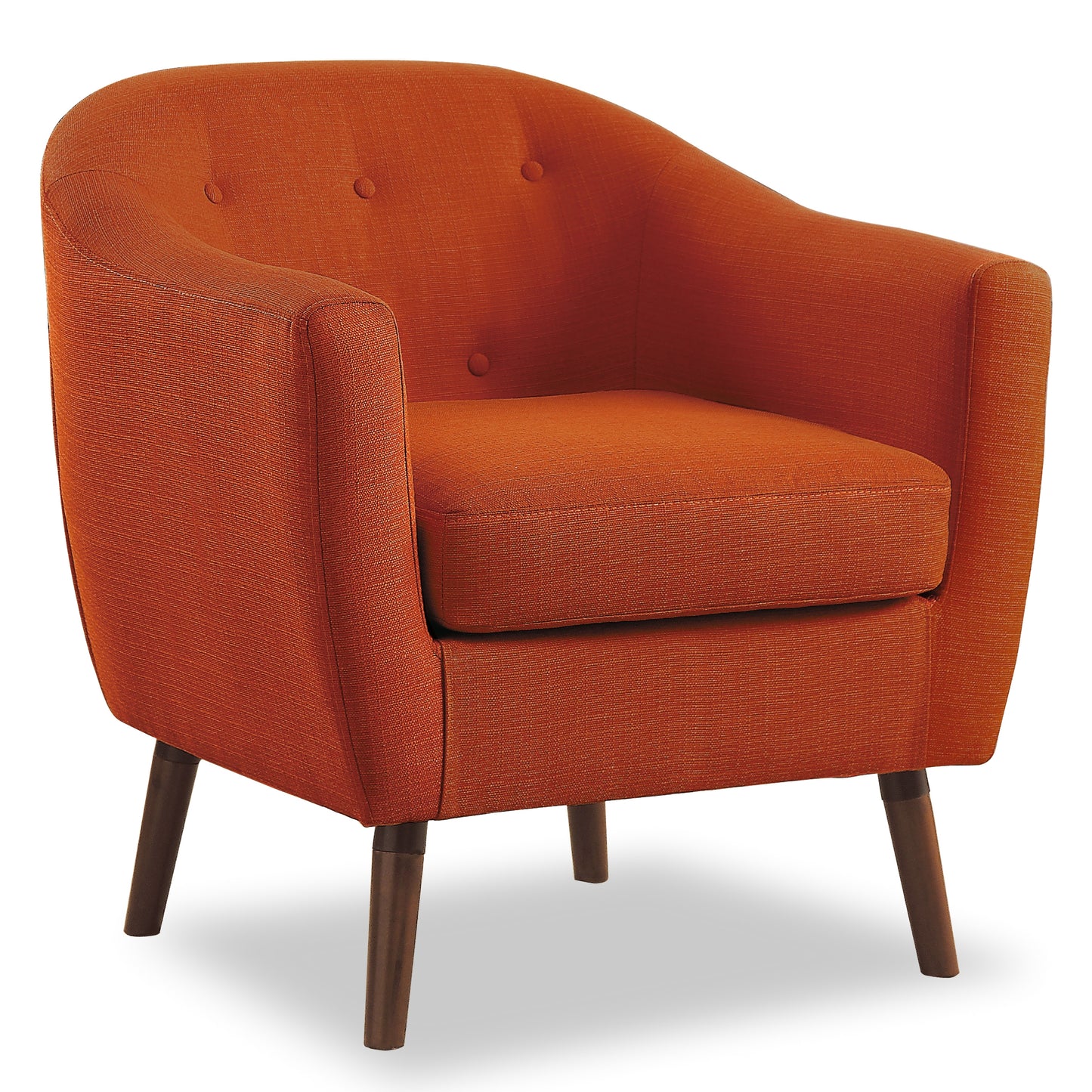 Homelegance Lucille Accent Chair in Textured Orange Fabric with Espresso Legs 1192RN