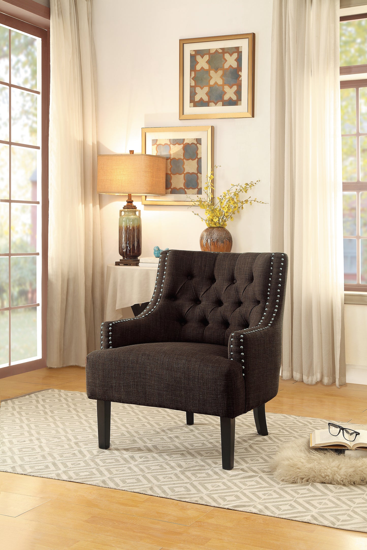 Homelegance Charisma Accent Chair in Chocolate Textured Fabric 1194CH