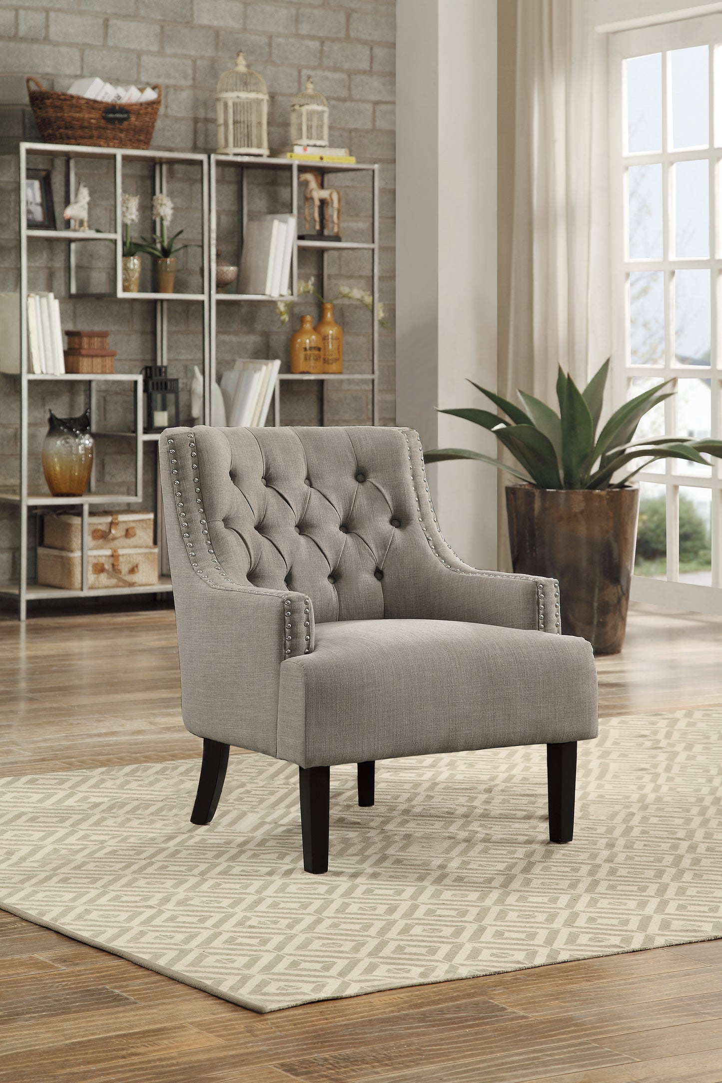 Homelegance Charisma Accent Chair in Textured Taupe with Button Tufting 1194TP