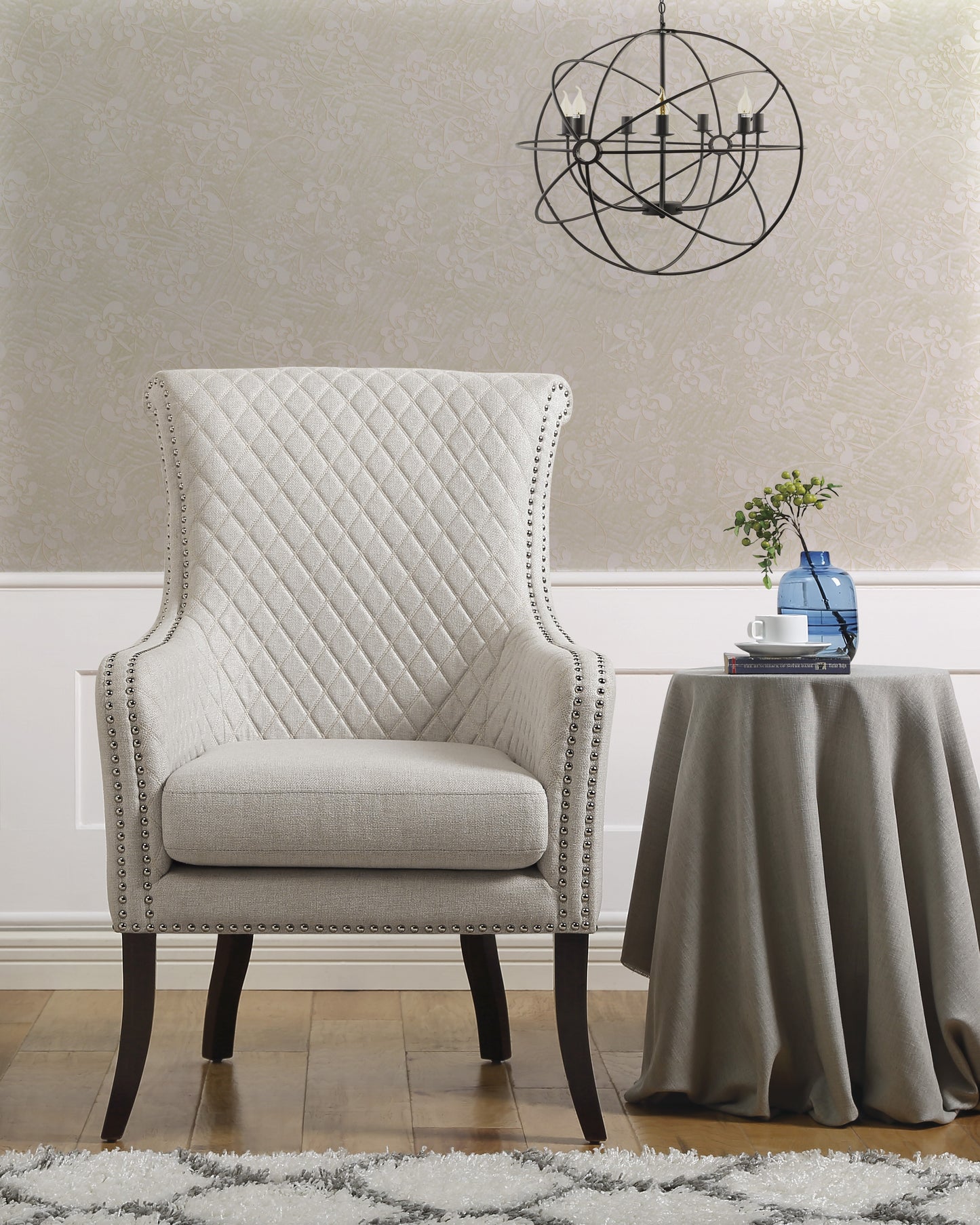 Homelegance Avalon Accent Chair in Textured Beige with Diamond Stitching 1199F11S