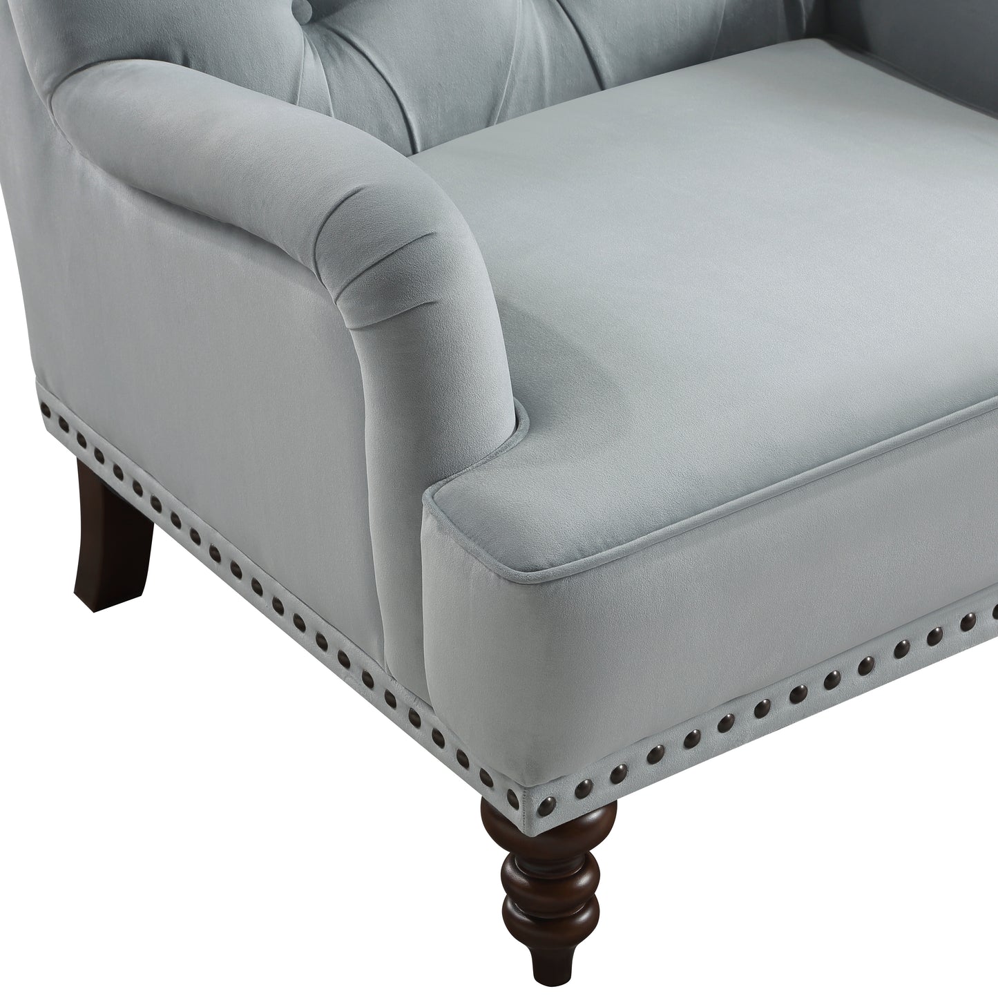 Homelegance Holland Park Accent Chair in Gray Velvet with Button Tufting 1201F4S
