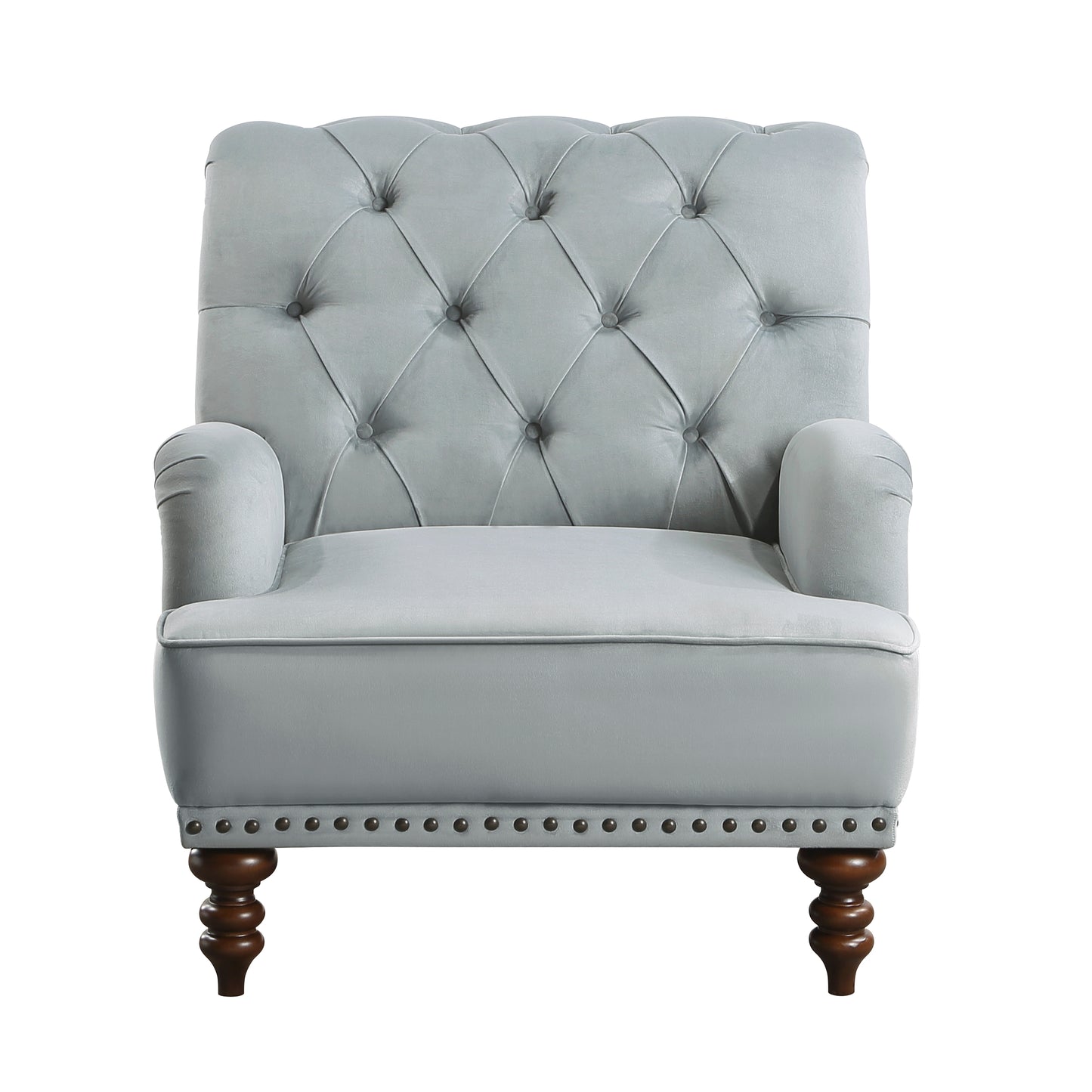 Homelegance Holland Park Accent Chair in Gray Velvet with Button Tufting 1201F4S