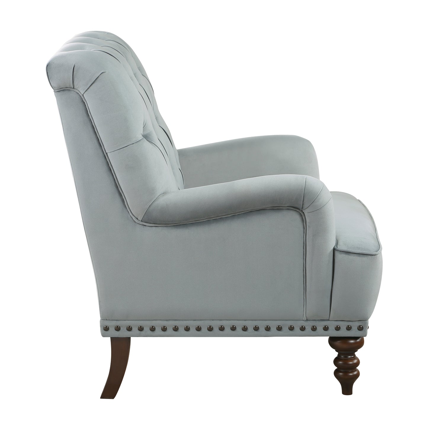 Homelegance Holland Park Accent Chair in Gray Velvet with Button Tufting 1201F4S